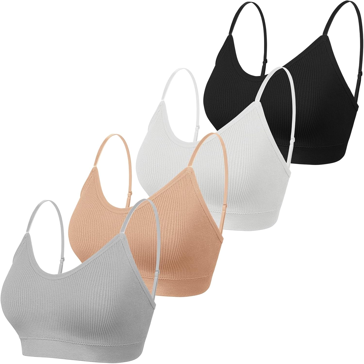 KCDDUMK 4 Pack Cami Bralettes for Women, Spaghetti Strap Sleep Bras