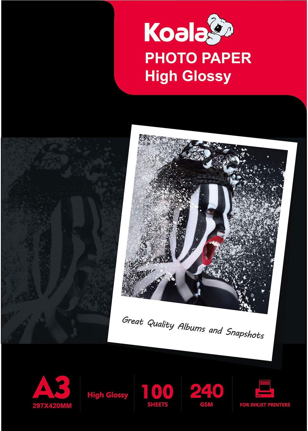 KOALA Inkjet Photo Paper A3 Glossy 100 Sheets 240 GSM for Canon Hp Epson Inkjet Printer