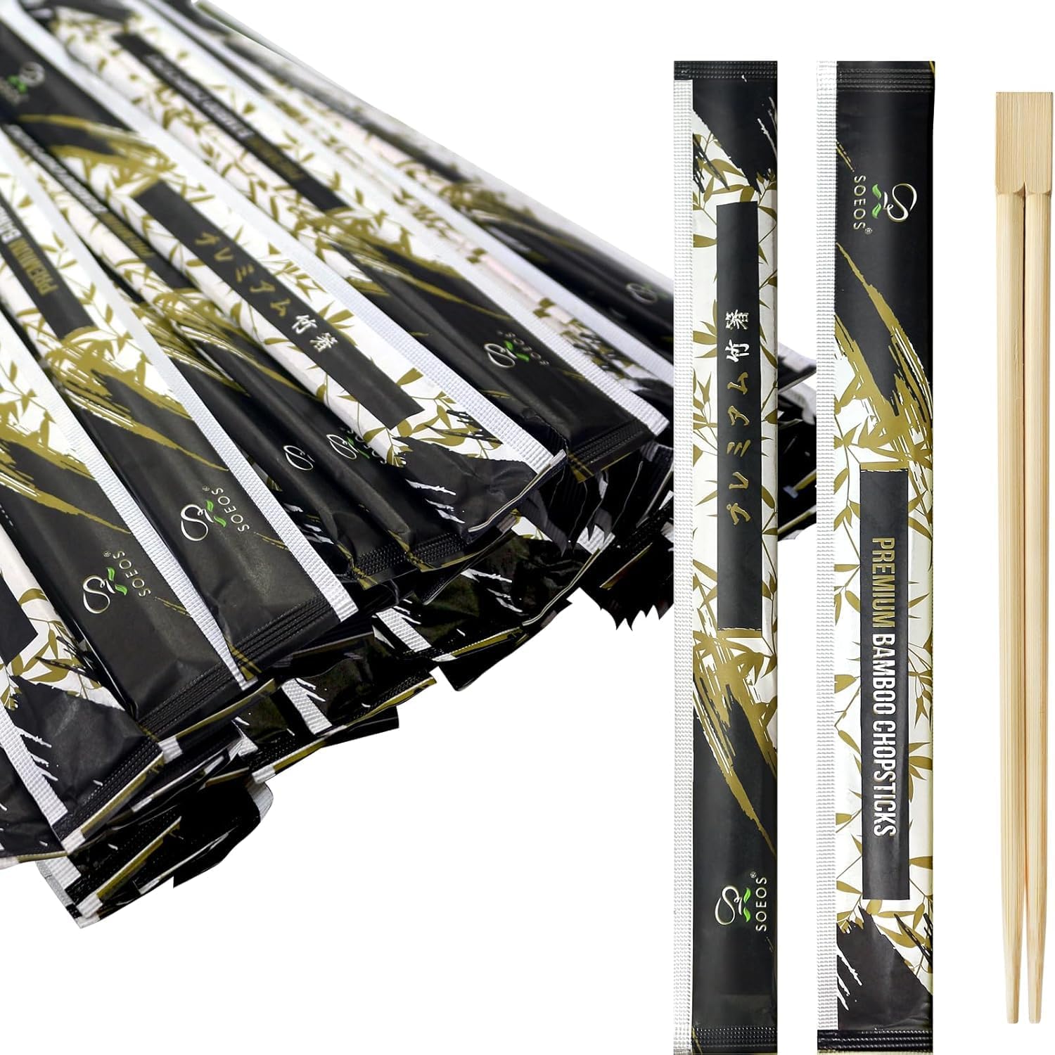 Soeos Chopsticks Disposable, Approx. 500 Sets, UV Treated Premium Disposable Chopsticks Individually Wrapped, Wooden Chopsticks Best for Japanese Sushi & Asian Dishes
