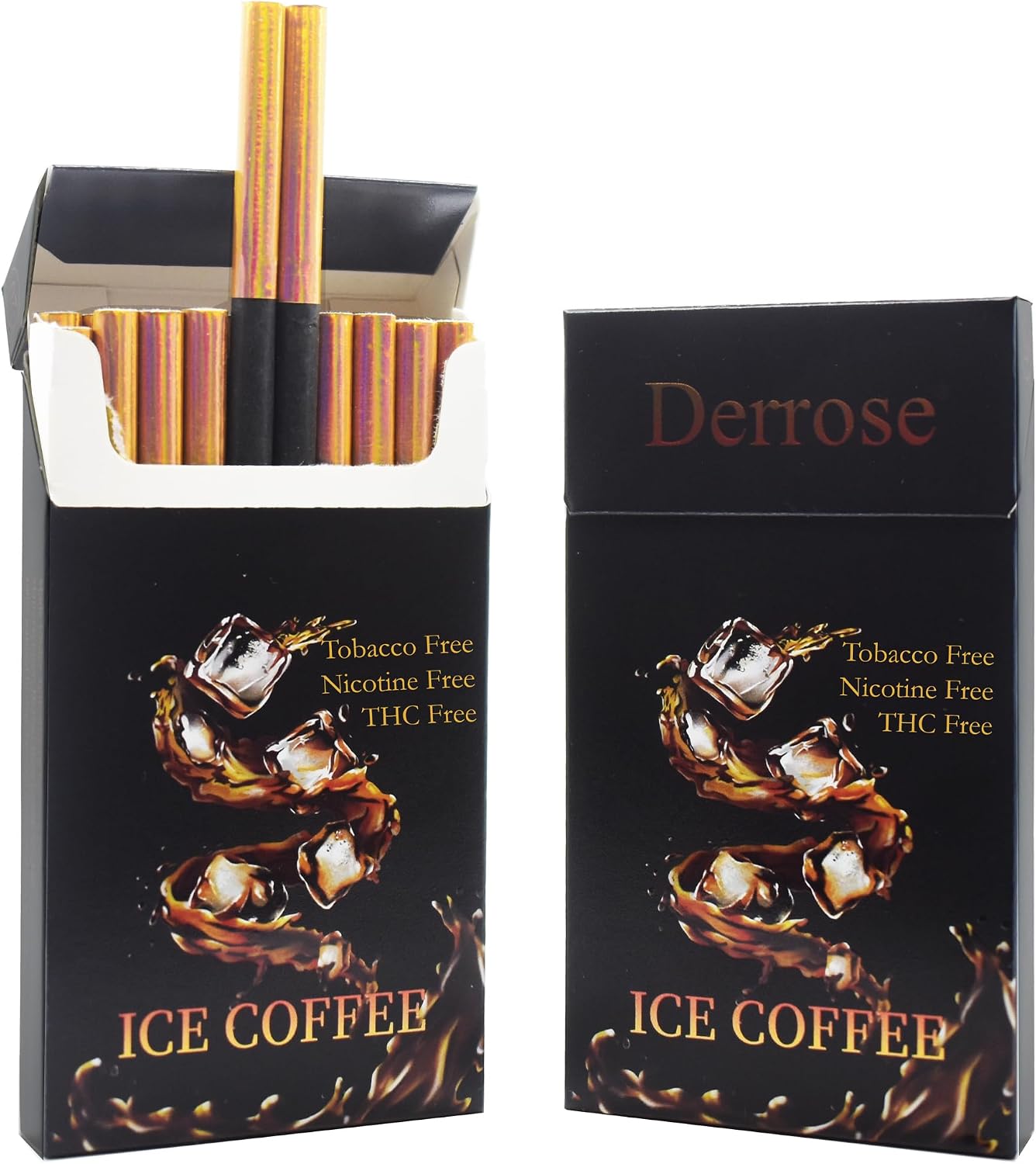 Derrose® Ice Coffee Flavor Herbal Cigarettes, Nicotine & Tobacco Free Smokeless Inhalers to Help Quit Smoking, 2 Packs (40 Sticks Total)