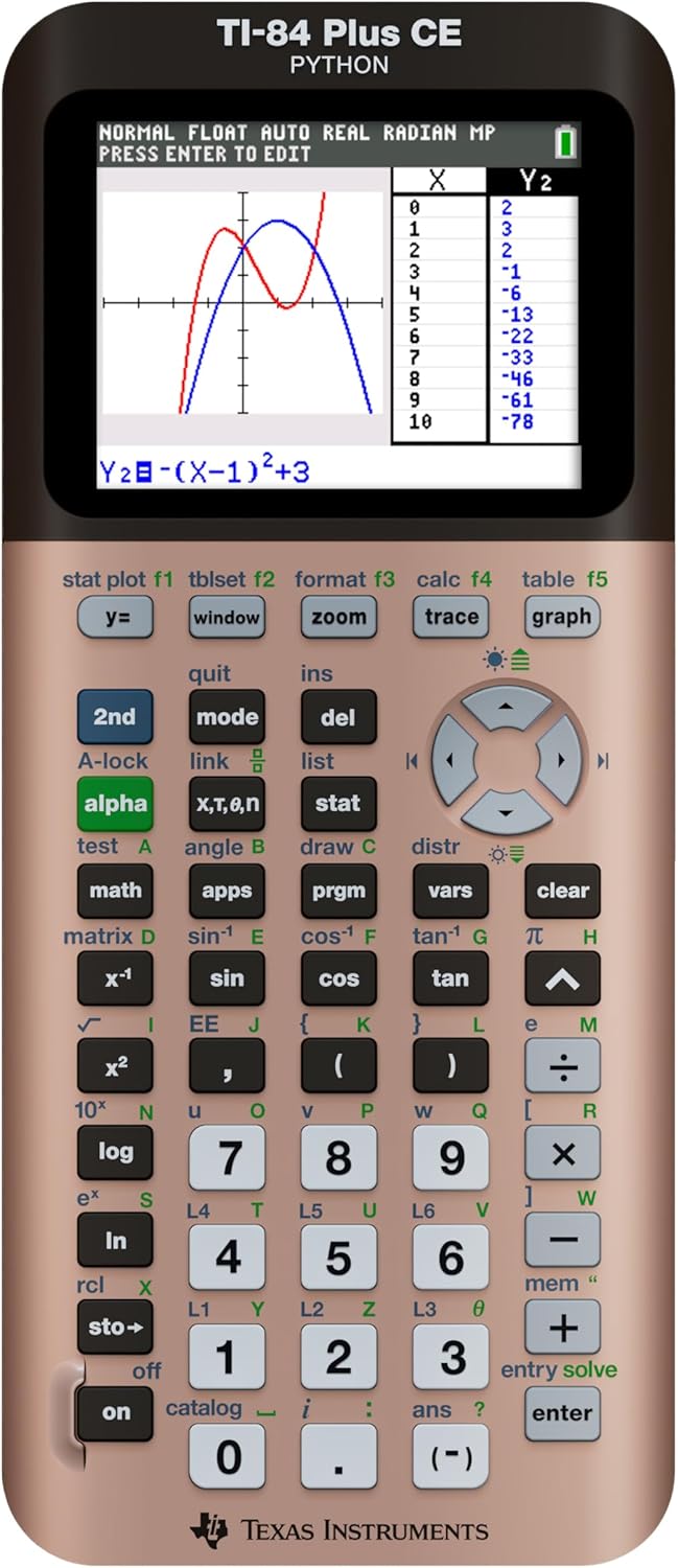 Texas Instruments TI-84 Plus CE Color Graphing Calculator, Rose Gold (Metallic)