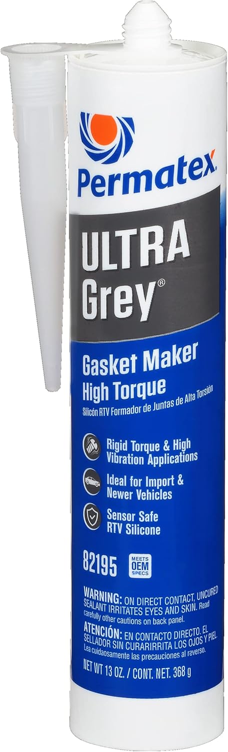 Permatex 82195-6PK Ultra Grey Rigid High-Torque RTV Silicone Gasket Maker - 13 oz., (Pack of 6)