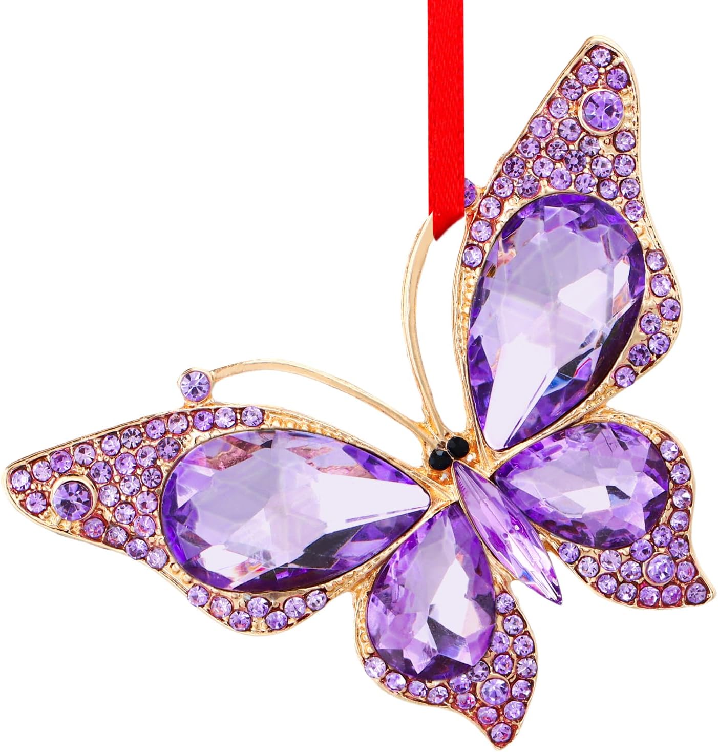 WaaHome Purple Butterfly Christmas Ornaments 2024 Metal Butterfly Keepsake Ornaments for Christmas Tree Decorations, Monarch Butterfly Gifts Christmas Tree Ornaments for Women Girls Kids Mom