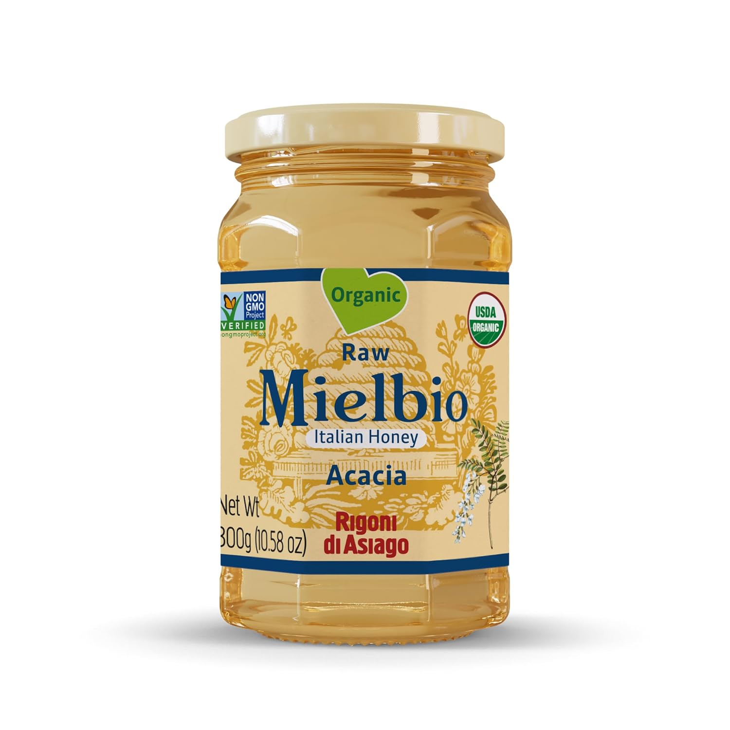 Rigoni di Asiago Acacia Honey, Pure Honey, 10.58 oz (Pack of 6)