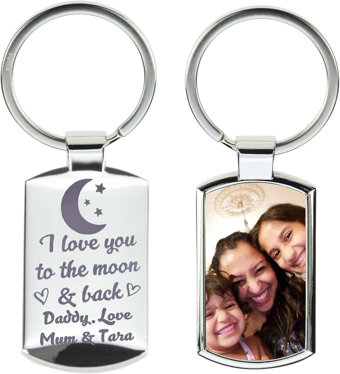 Personalised Photo Keyring Custom Keychain Engraved Keyrings Gift for Mum, Dad, Grandparents Perfect for Birthdays, Mother's Day, Father's Day, Anniversaries,Christmas keepsake Present for wedding