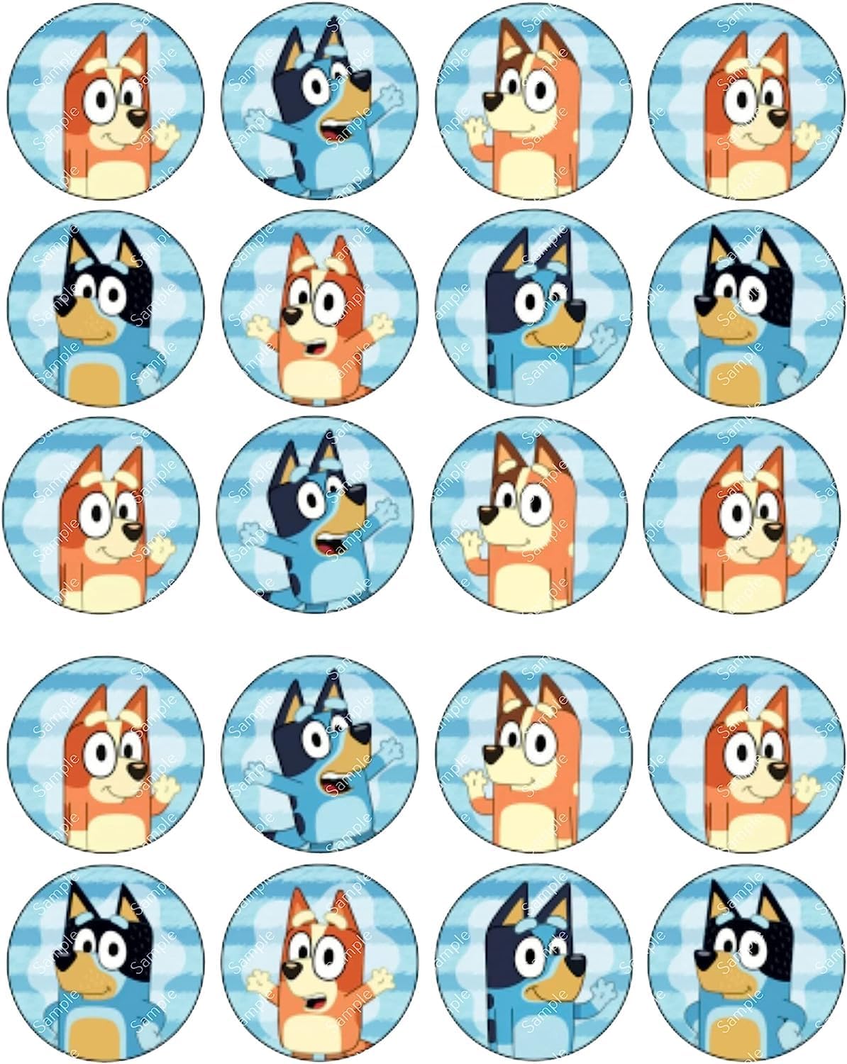 20 Blue Dog Un-Cut Edible Wafer Paper Cupcake Topper Cake Decoration Birthday Cakes