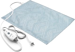 Pure Enrichment PureRelief Express Designer Series Electric Heating Pad - 12” x 15” Fast-Heating with 4 Heat Settings, Machine-Washable Fabric, & 2-Hour Auto Safety Shut-Off - Cerulean Diamond