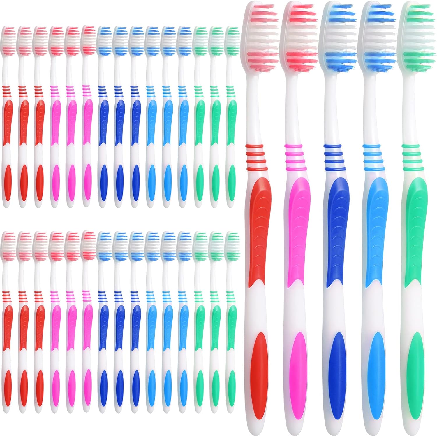 Honeydak 250 Packs Individually Wrapped Toothbrushes Disposable Bulk Toothbrushes Soft Bristle Tooth Brush Manual Travel Toothbrush Rubber Handle Multi Color Toothbrush for Adults