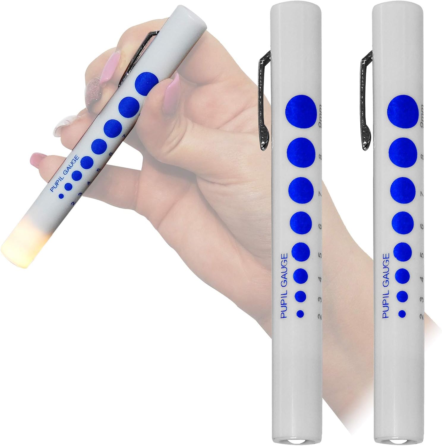 Qualicare First Aid Pupil Gauge Doctors Nurses Medical Pen Light Torch Twin Pack
