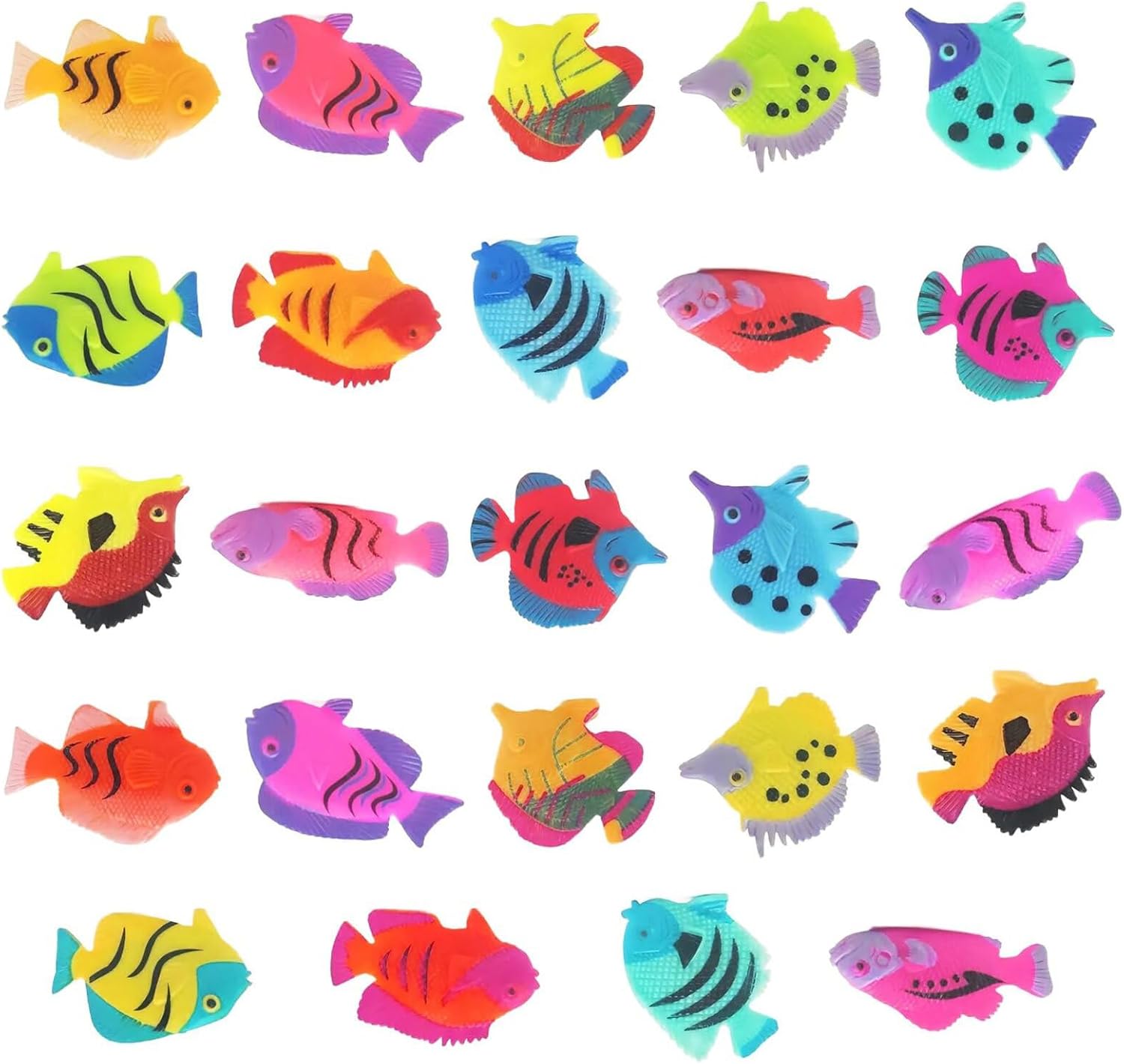 24 Pieces of Tropical Fish, Marine Life Decorative, Simulated Sea Animal Models, Mini Ocean Fish, Soft Plastic Children's Toys, Beach Theme Party Supplies