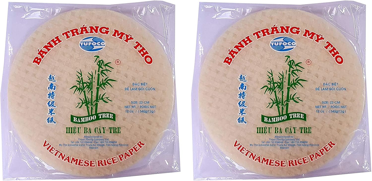 Round Vietnamese Rice paper 22cm 340g Summer Roll Goi Cuon Banh Trang Fresh Spring Roll Pack of 2