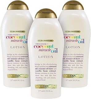 OGX Extra Creamy + Coconut Miracle Oil Ultra Moisture Lotion, 19.5 Ounce (Pack of 3)