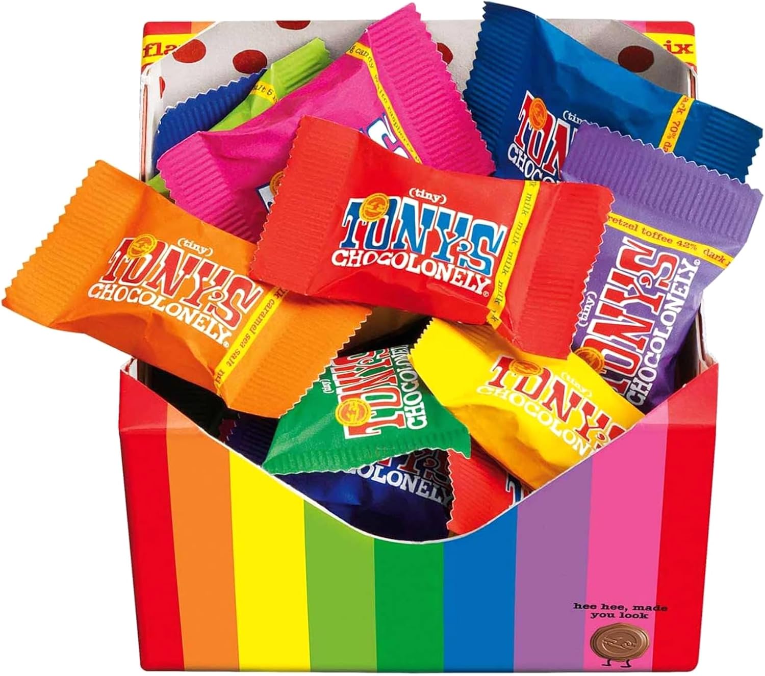 Tony's Chocolonely Tiny Tony's Gift Box - 180g Mini Chocolate Mix To Share, 10 Different Flavours, Individually Wrapped, Vegetarian, Belgian Fairtrade Chocolates
