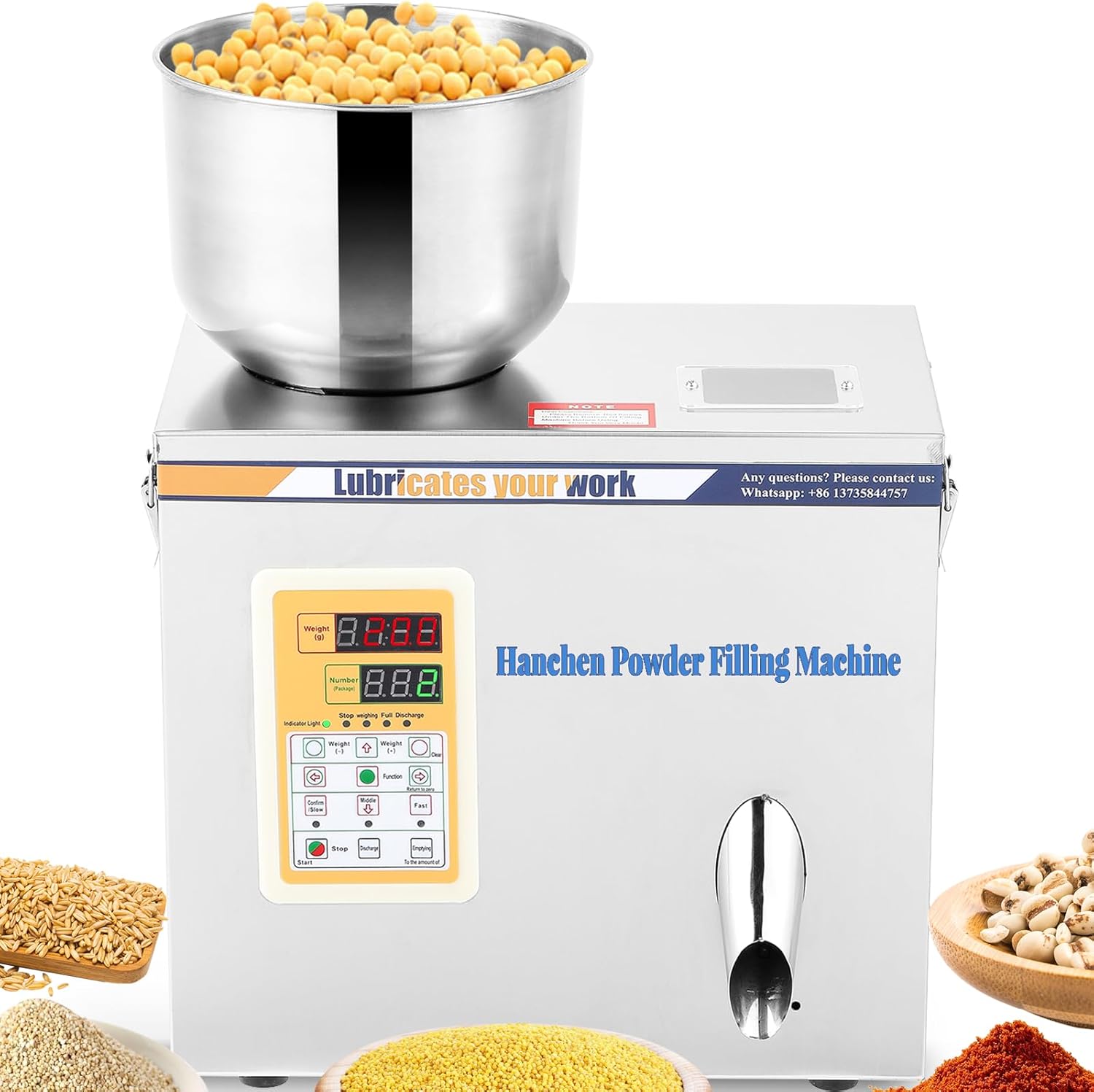 Hanchen Powder Filling Machine 1-20g Powder Packing Machine Automatic Particle Weighing Filling Machine Filler for Tea granules Seeds Grains Powder Glitters with Foot Pedal 110v