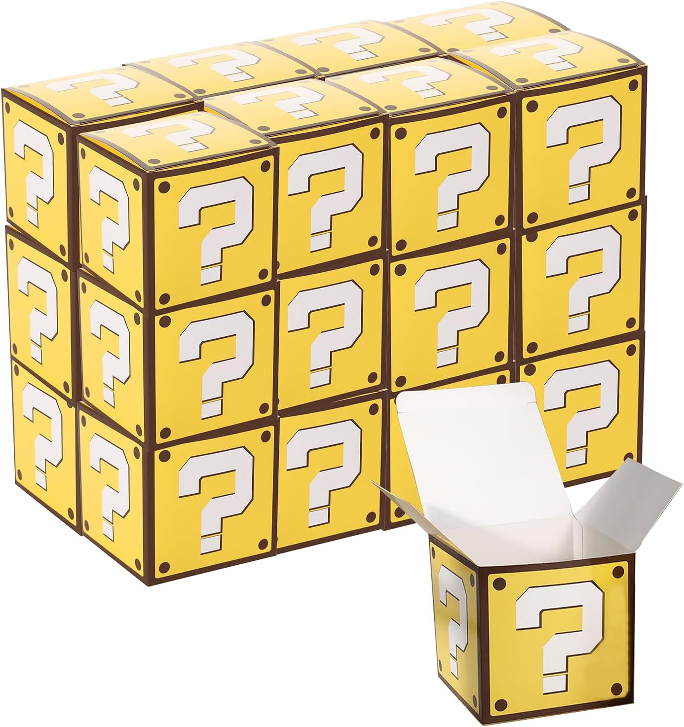 JoyHuaTrade 25 PCS Game Treat Box Video Game Birthday Decorations, Party Favor Mystery Question Mark Boxes, Party Supplies for Video Theme Decorations, 4'' x 4'' x 4''