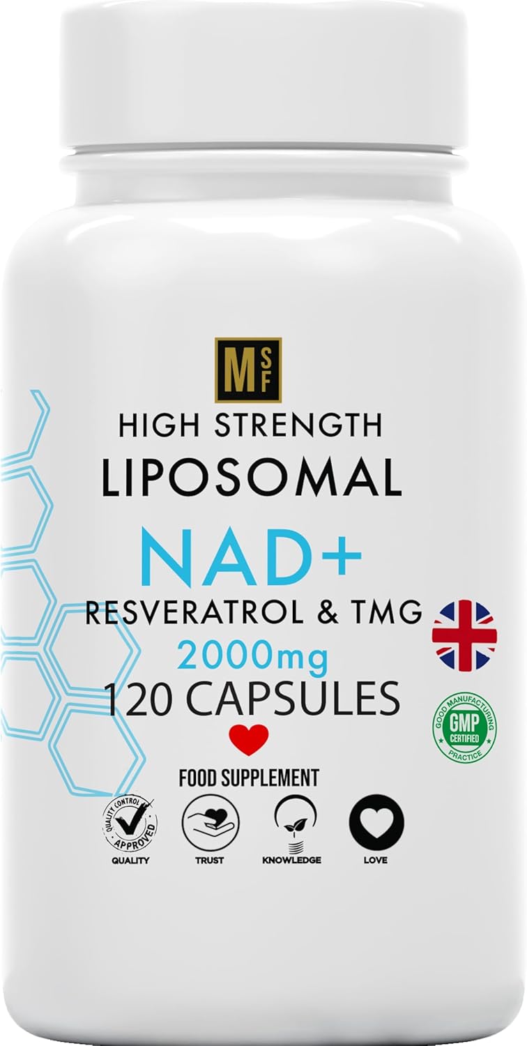 Liposomal NAD+ with Resveratrol & TMG 2000mg | 120 Capsules High Strength NAD Anti-Ageing | Boost Metabolism Antioxidant Cell Repair NADH | Vegan