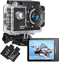 Action Camera FHD 1080P 12MP, 98FT/30M Underwater Waterproof Camera with 2 Batteries, Wide Angle Sports Camera with Accessories Kit Suitable for Helmet, Bicycle, etc.