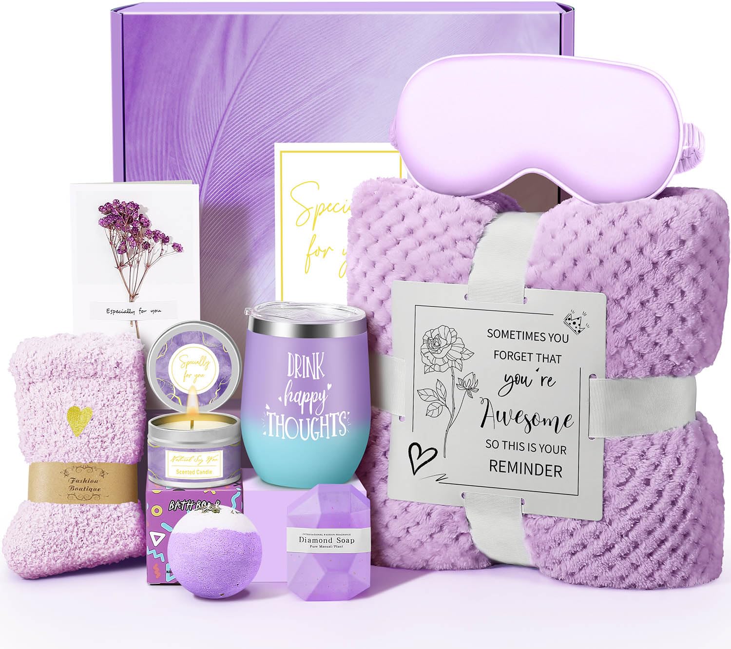 Happy Birthday Gifts for Women Mom Her Friend Sister Wife Grandma, Self Care Gifts Get Well Gifts Unique Relaxing Spa Gift Basket Set, Mothers Day Gifts for Mom Wife Grandma Daughter Friends Sister