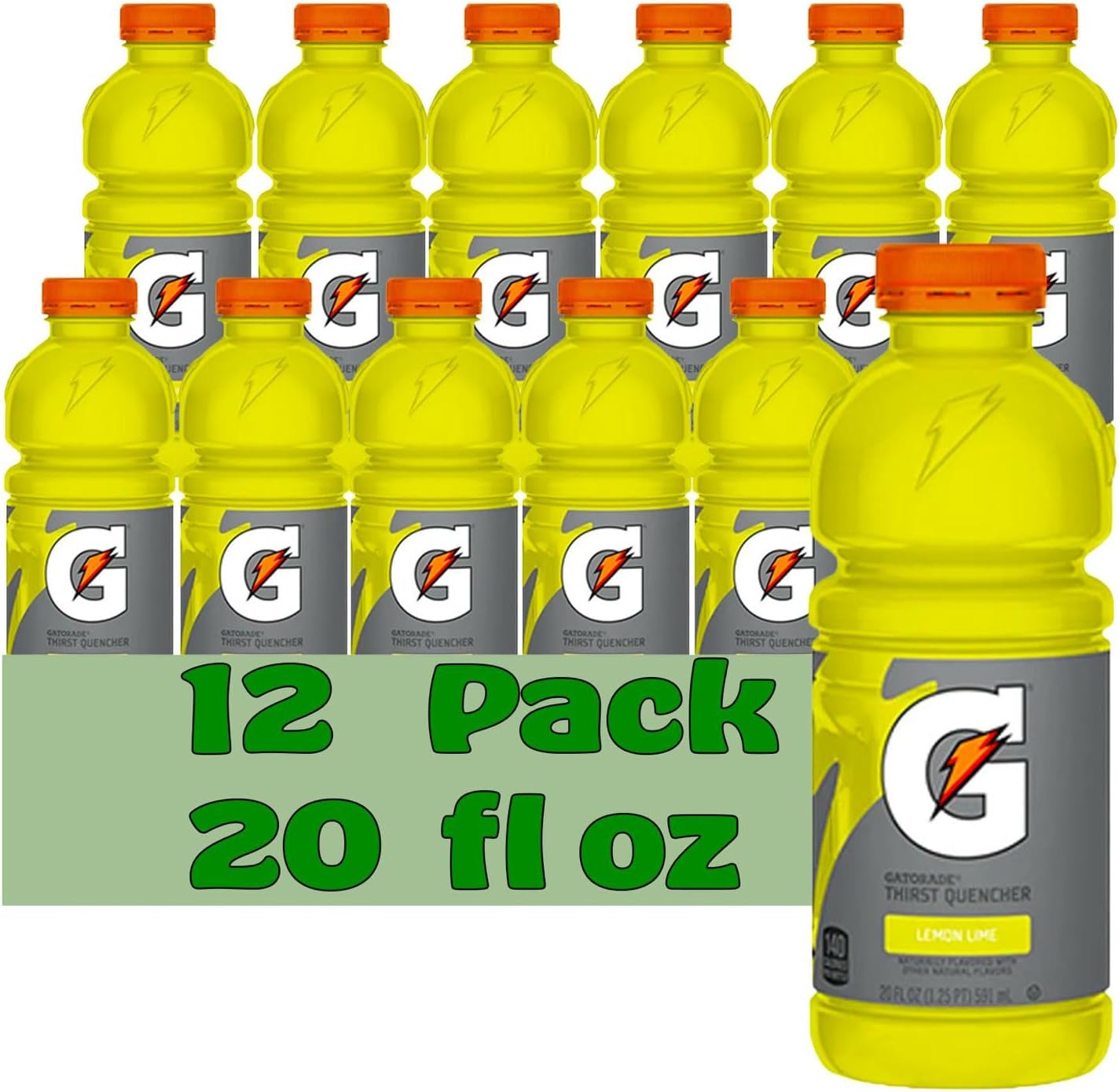 Gatorade Lemon Lime Thirst Quencher Electrolyte Enhanced Sports Drink 20 fl oz Plastic Bottle 12 Pack