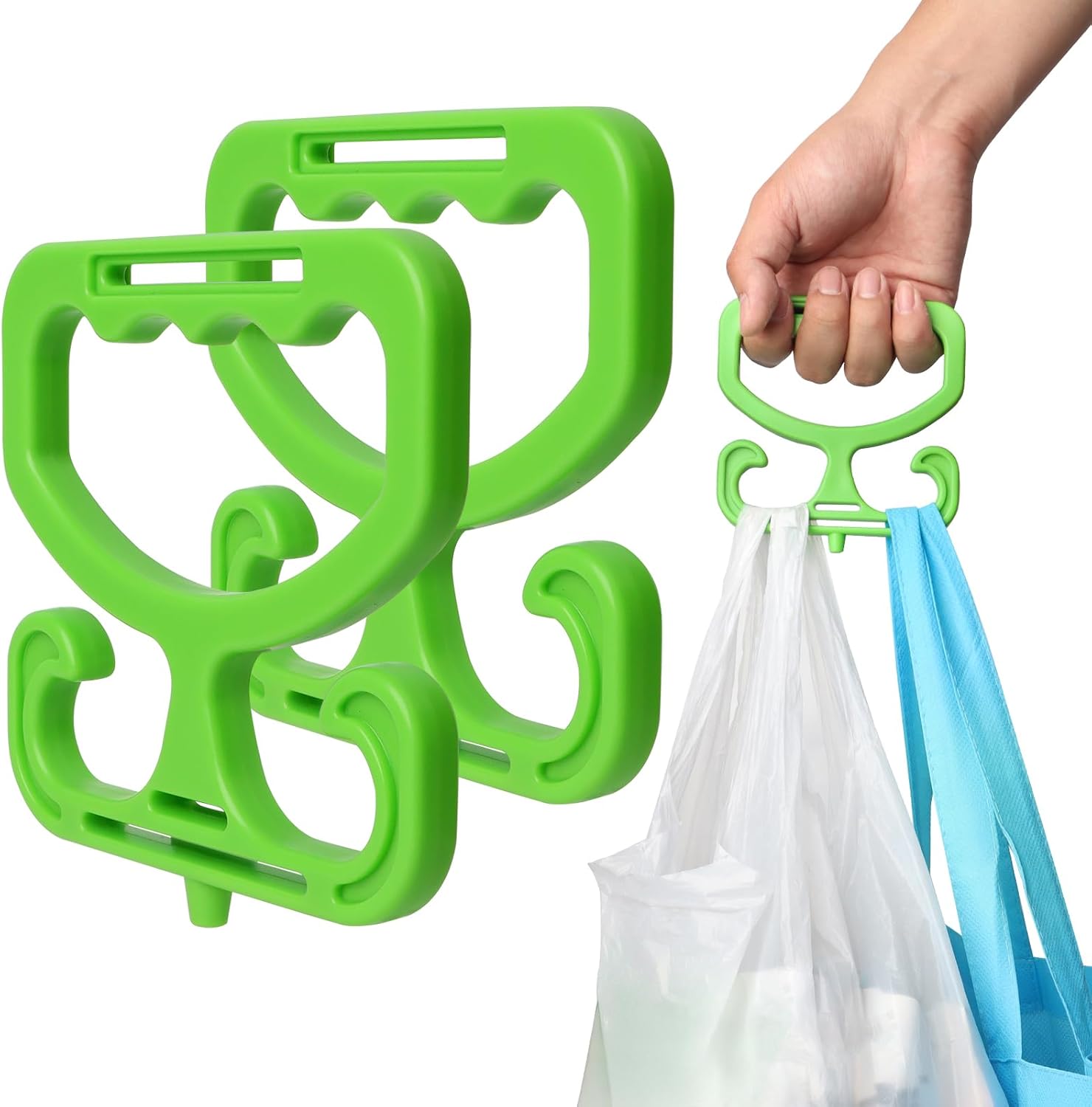Grocery Bag Carrier, 2 Pack Grocery Bag Holder Each Holds Up to 80lbs, Durable Heavy Duty Shopping Bag Holder Comfortable Grip for Carrying Shopping Bags, Grocery Bags, Buckets & More(Green)
