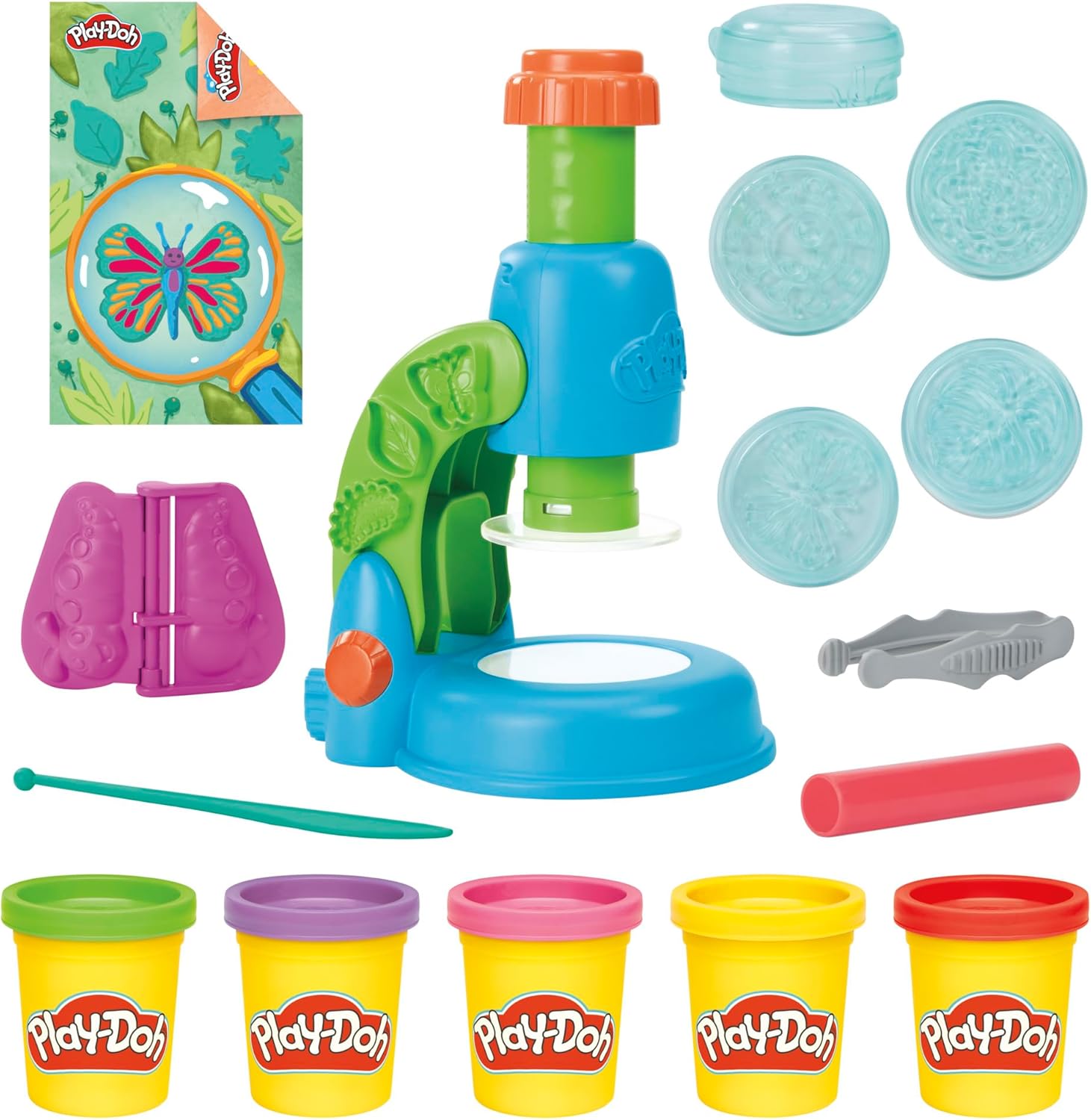 Play-Doh Light & Look Microscope for Kids, Electronic Preschool Toys for Girls & Boys, 9 Accessories & 5 Colors, Back to School Gifts, Ages 3+