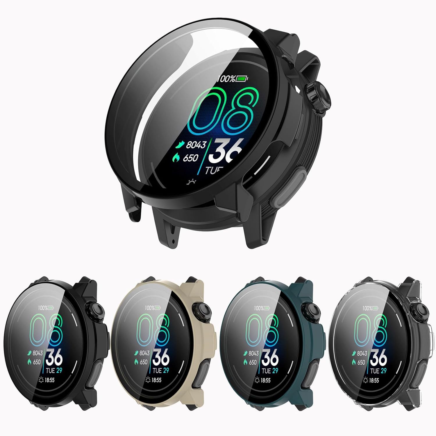 [4-Pack] Screen Protector Case Compitible with COROS PACE Pro Smart Watch, Ultra-Thin Scratch Resistant Cover with Tempered Glass for Women Men