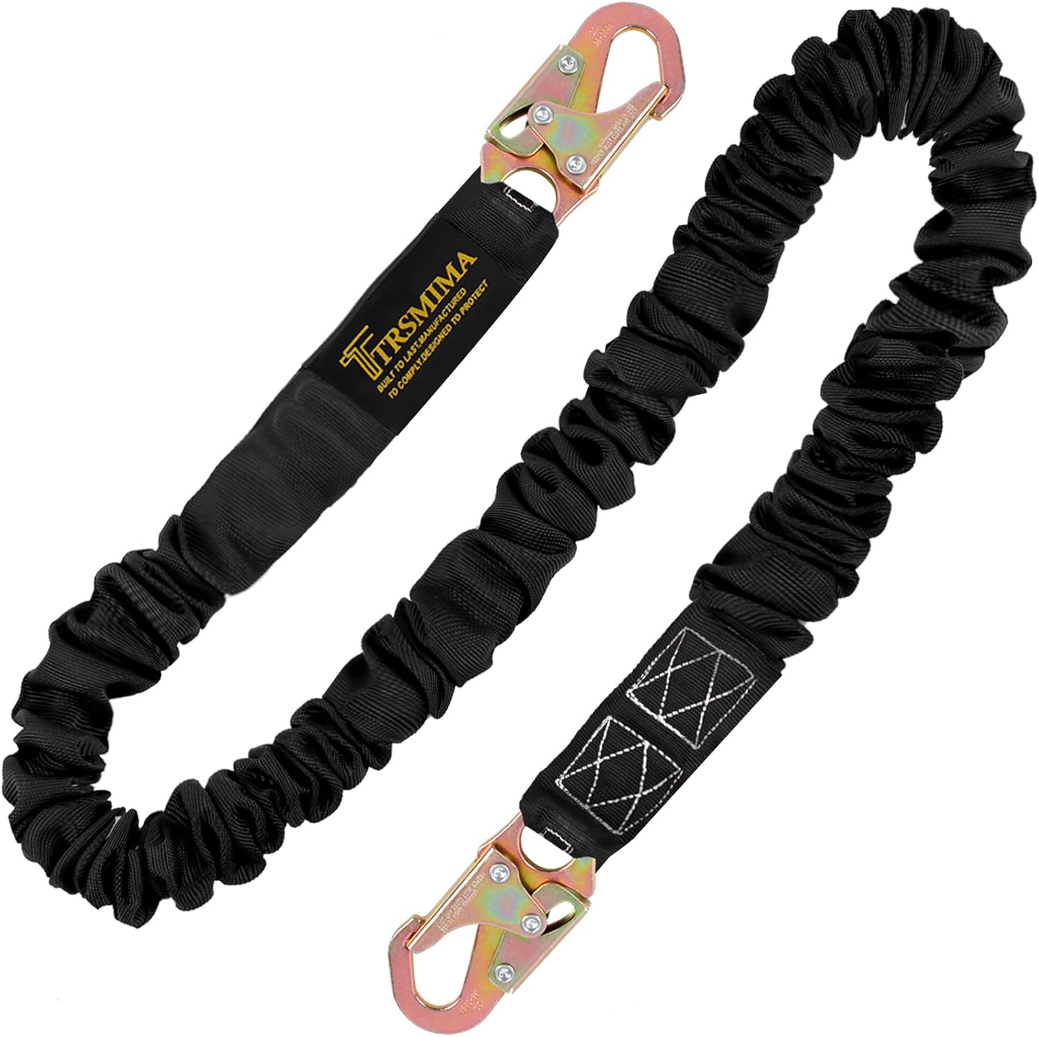TRSMIMA Safety Harness Lanyard Retractable - Fall Protection Climbing Tree Strap 6 FT Single Leg Internal Shock Absorbing with Dual Snap Hook