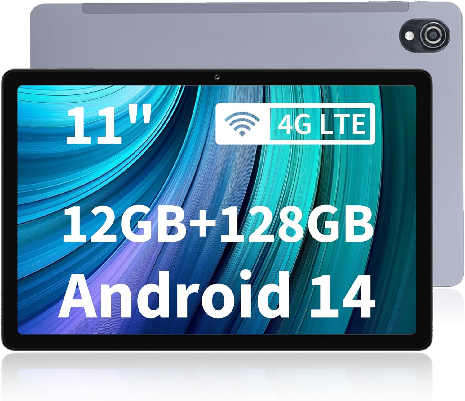 Veidoo 11‘’ Android 14 Tablet with Octa-Core Processor 12 (6+6) GB RAM 128GB ROM (1TB Expandable), 2k Display in-Cell HD IPS Touchscreen Tablets, 4G LTE + 5G WiFi, BT5.0, GPS, Dual Camera, Face Unlock