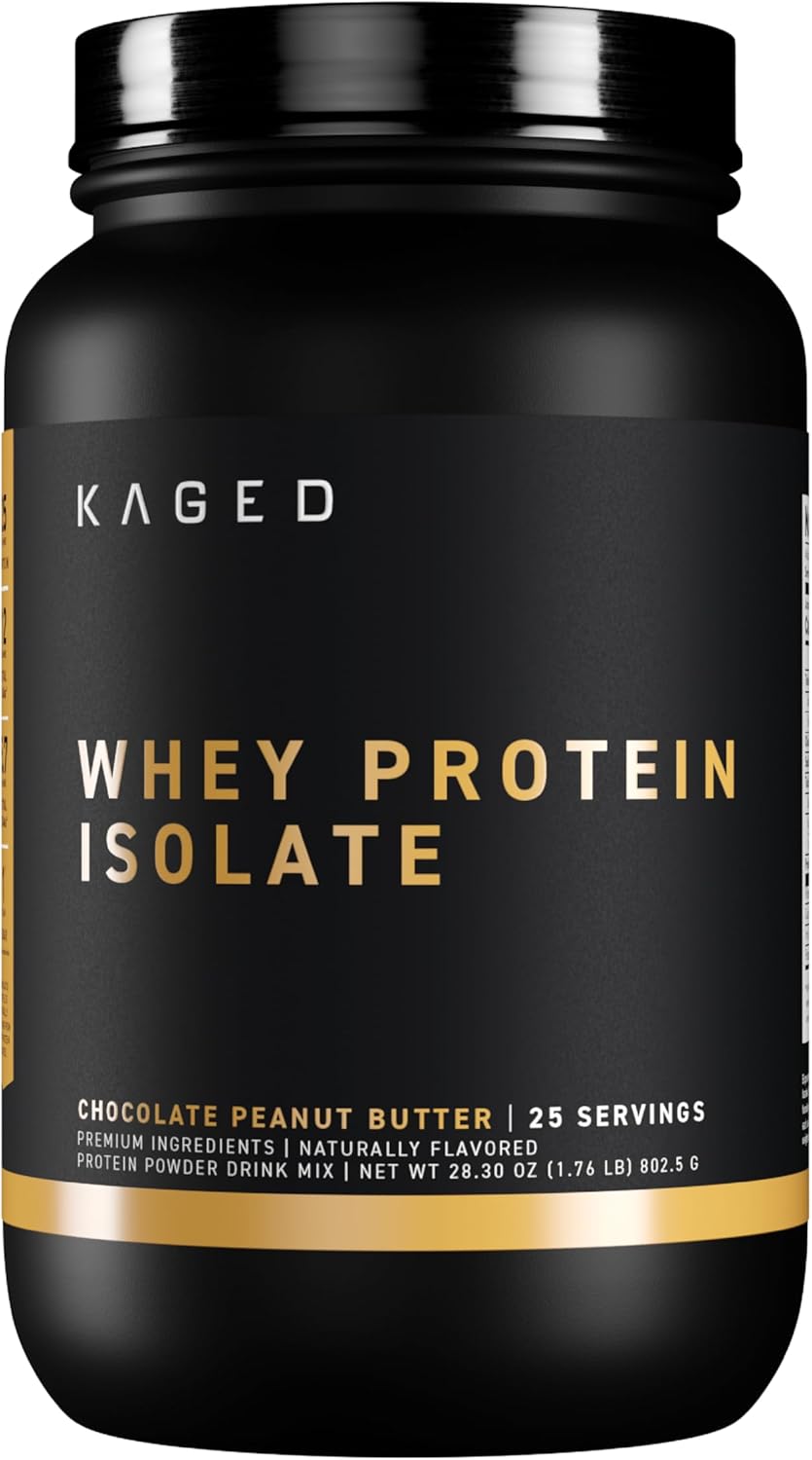 Kaged Whey Protein Isolate Powder | Chocolate Peanut Butter | 100% Pure Low Lactose Whey | Post Workout Recovery Drink | Supports Muscle Building | Supplements for Men & Women | 25 Servings