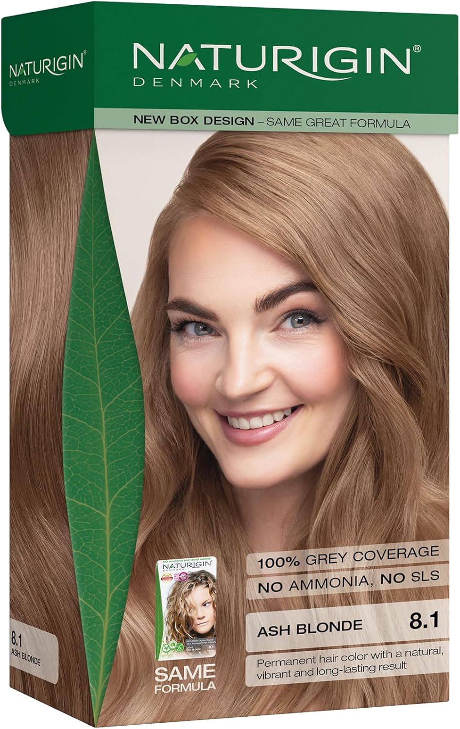 NATURIGIN Ash Blonde Hair Dye 8.1 | Permanent Hair Colour with Natural Ingredients | Ammonia Free | 100% Grey Coverage | Vegan | Cool Ash Blonde Colour | Natural Shine