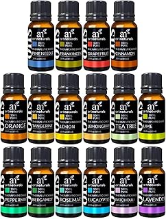 ArtNaturals Aromatherapy Essential Oil Set - 100% Pure of The Highest Therapeutic Grade Quality - Premium Gift Set – Lavender, Peppermint, Tea Tree, Eucalyptus, 0.33 Fl Oz (Pack of 16)