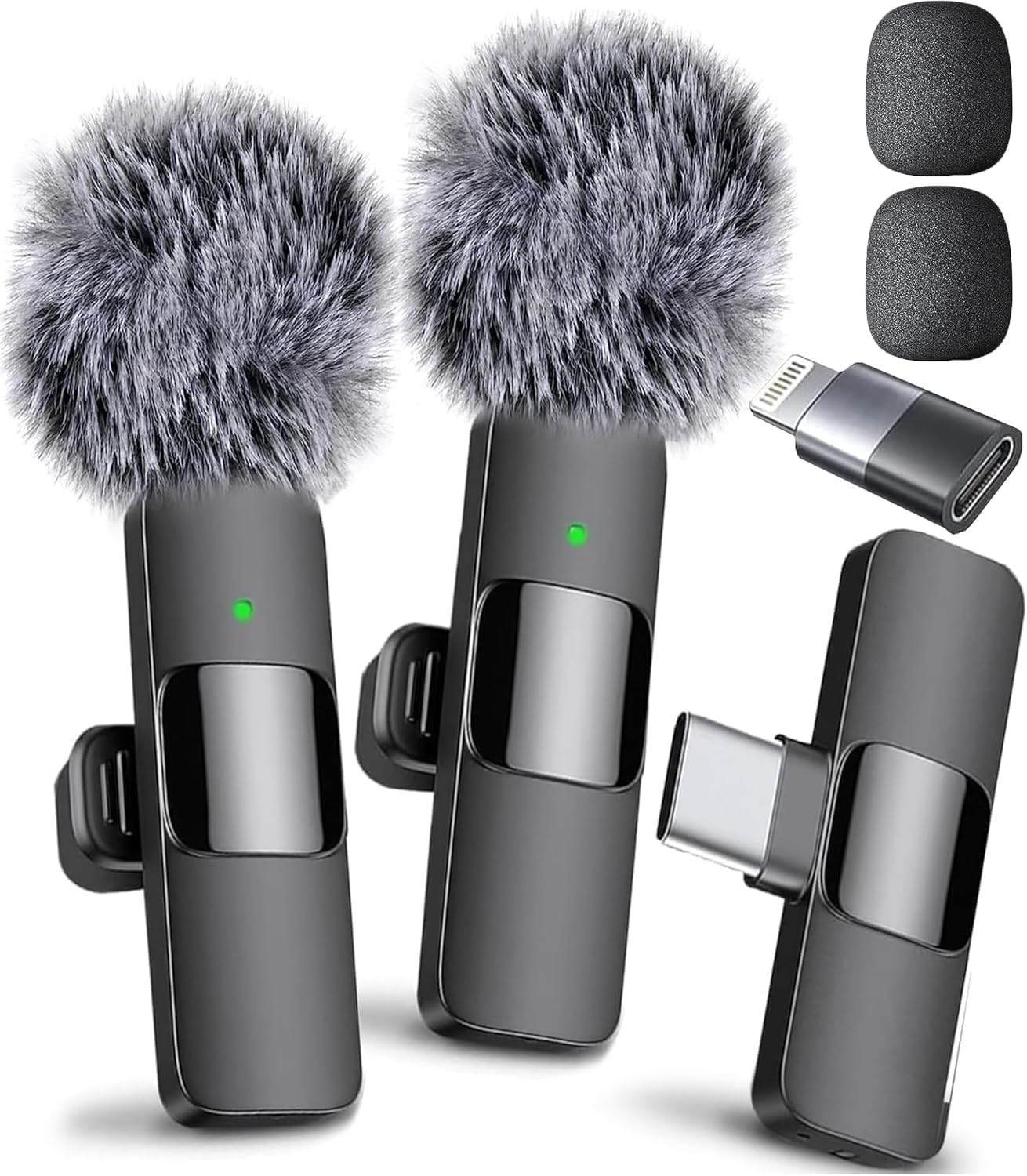 Mini Mic Pro Wireless Microphone for iPhone, iPad, Android, Lavalier Microphone for Video Recording - 2 Pack iPhone Mic Crystal Clear Recording with USB-C for Podcast, ASMR