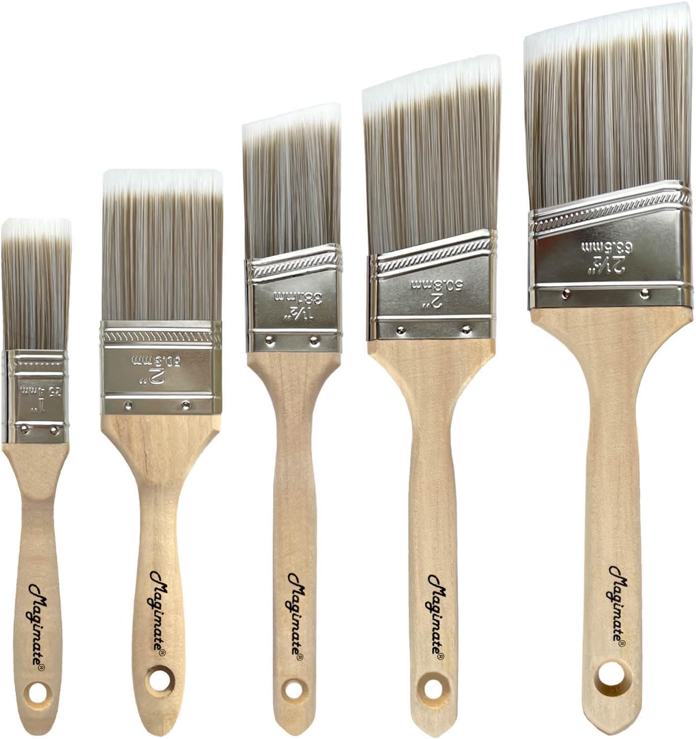 Wood Stain Brush Pack - Angled Sash Paint Brushes House Painting Emulsion Gloss Staining Brushes Wall Touch Up Furniture Varnish Brush - Set of 5