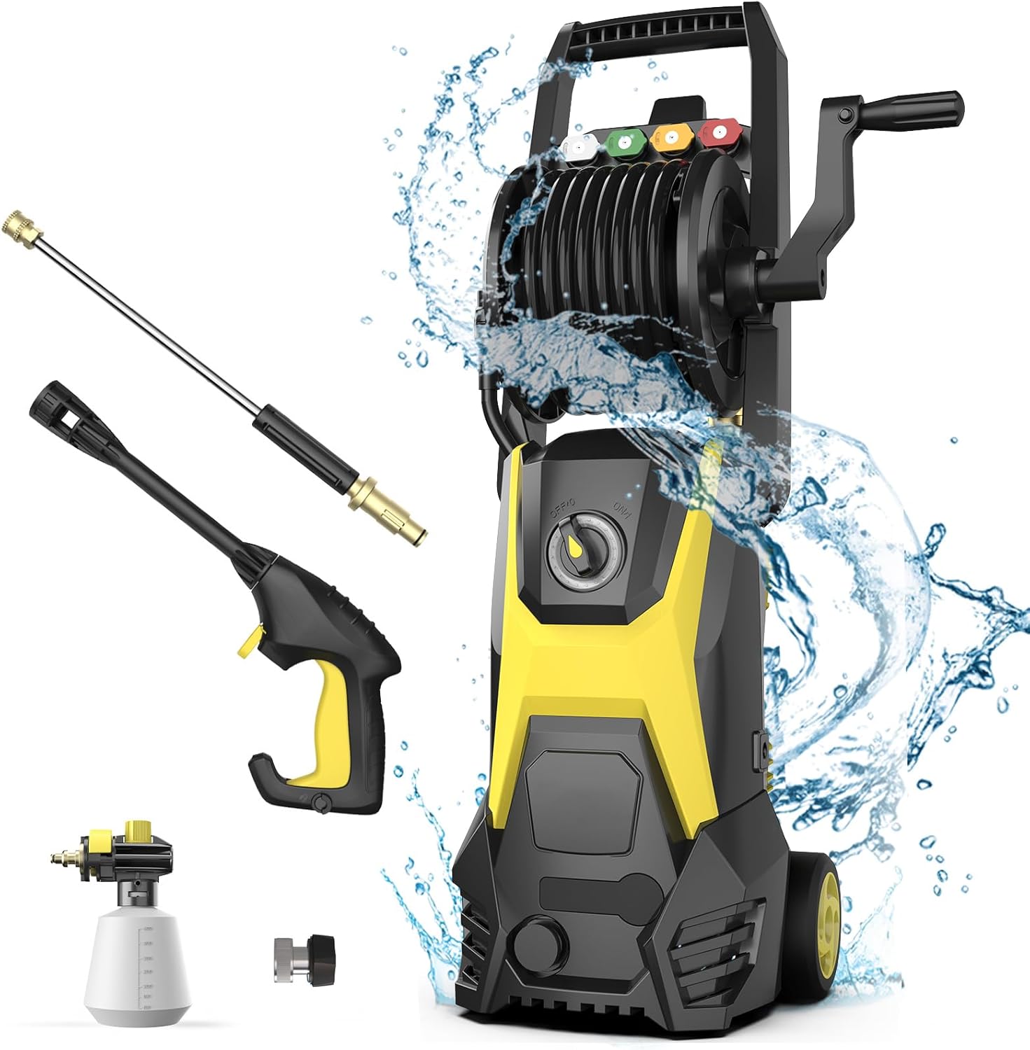 Electric Pressure Washer - 4500PSI 3.2GPM 20FT Hose 35FT Power Cord 4 Different Tips Power Washer Powerd for Patios
