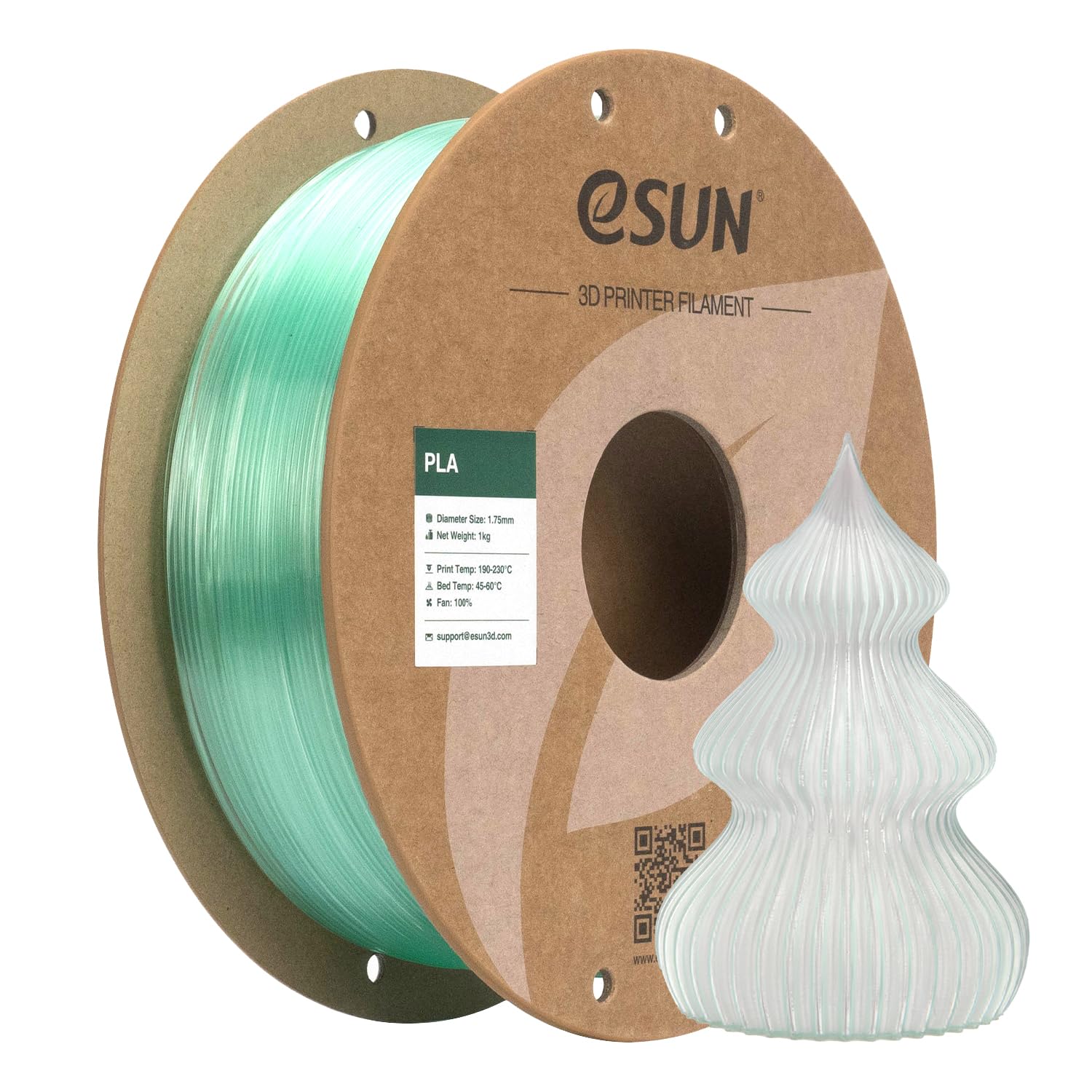 eSUN Clear PLA Filament 1.75mm, Translucent 3D Printing Filament 1KG Spool (2.2 LBS) for 3D Printers,Translucent Aqua