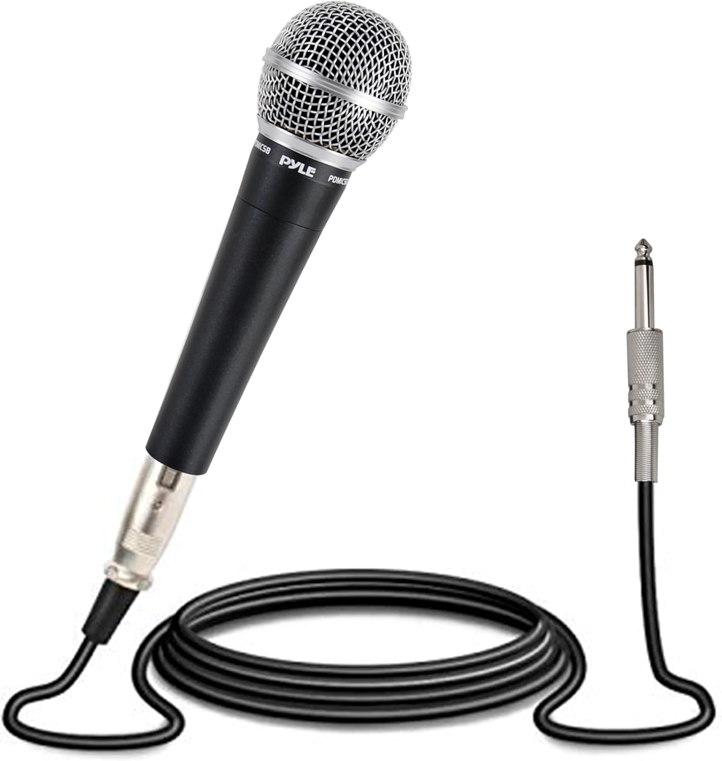 Pyle Handheld Microphone Dynamic Moving Coil Cardioid Unidirectional Includes 15ft XLR Audio Cable to 1/4'' Audio Connection (PDMIC58)