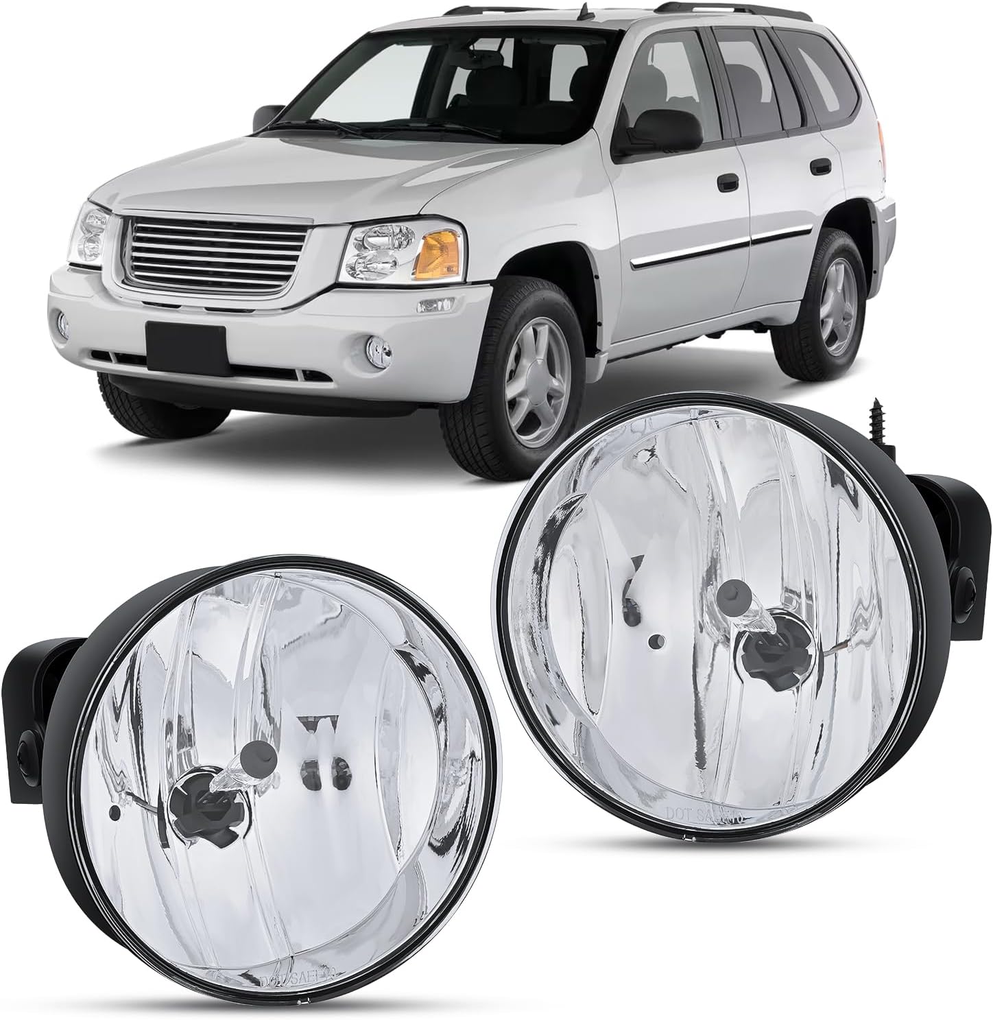 Nilight Fog Lights Assembly Compatible with 2002 2003 2004 2005 2006 2007 2008 2009 GMC Envoy Foglight Replacement w/880 12V 27W Bulbs Clear Lens