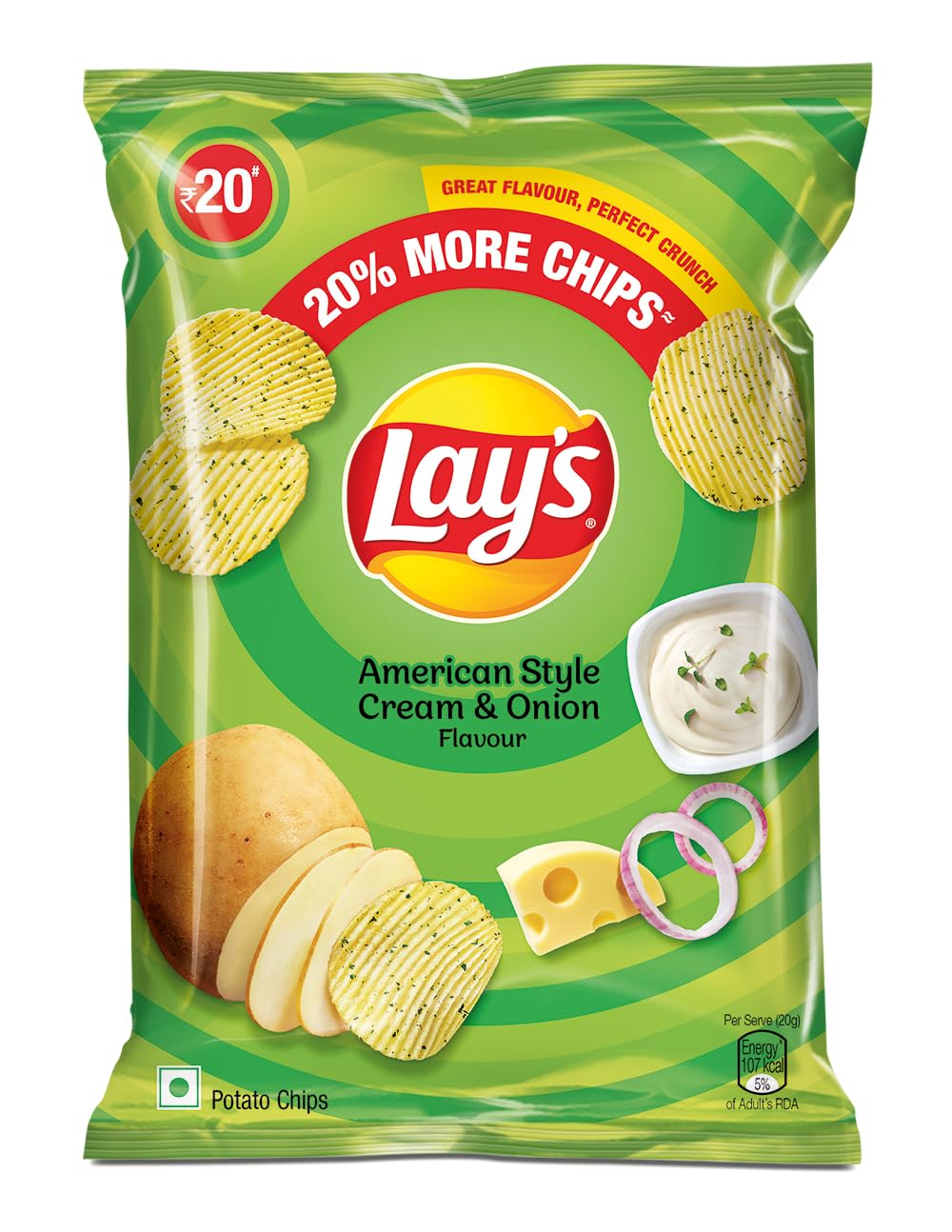 Lay's Lays American Style Cream & Onion Flavour, 52 Grams, India