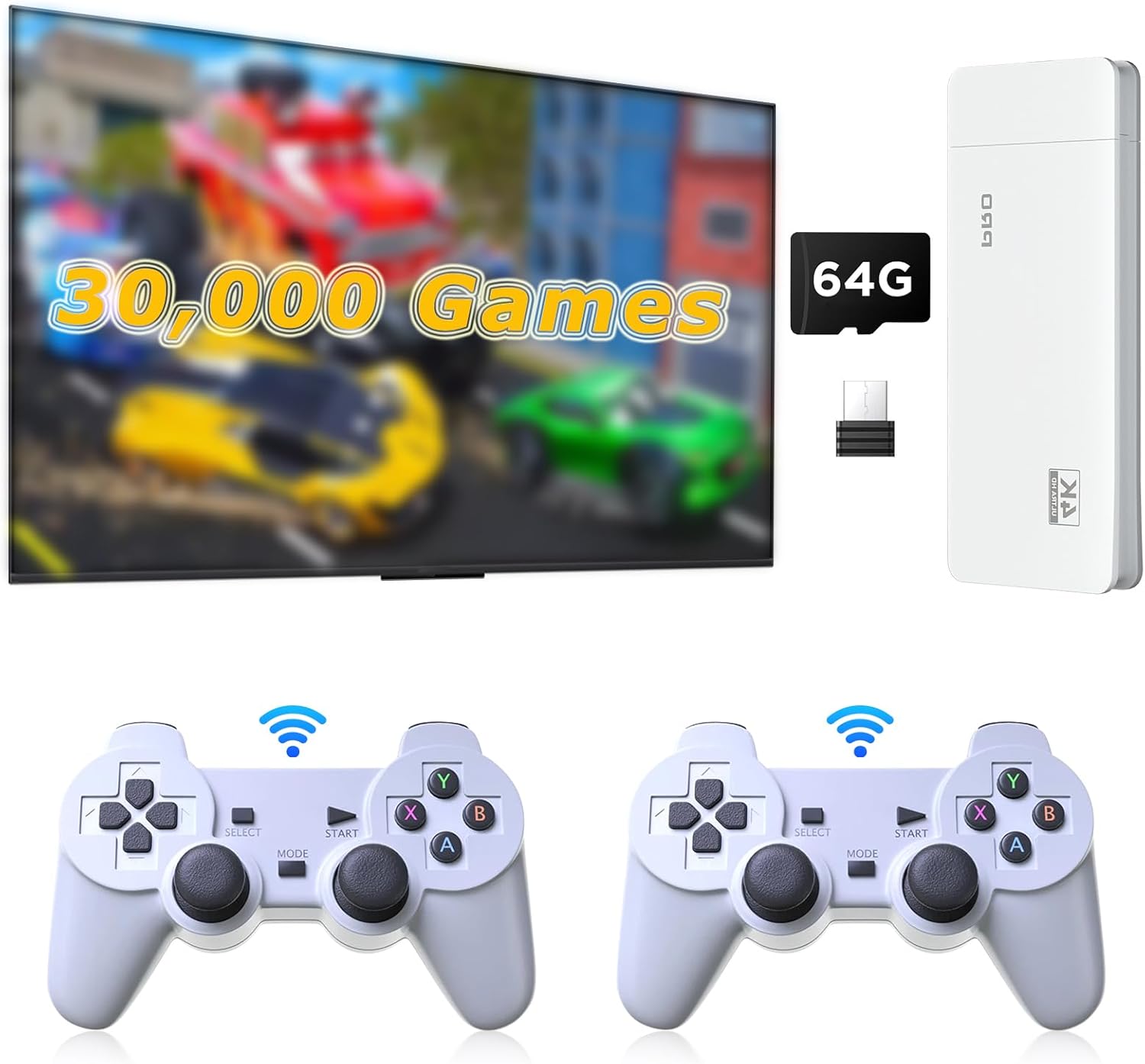 Retro Gaming Stick Game Console Stick with Built in 30,000 Games, Wireless Retro Game Console Stick 4K, Nostalgia Video Game Console Stick, Emulator Console Plug and Play Games for TV