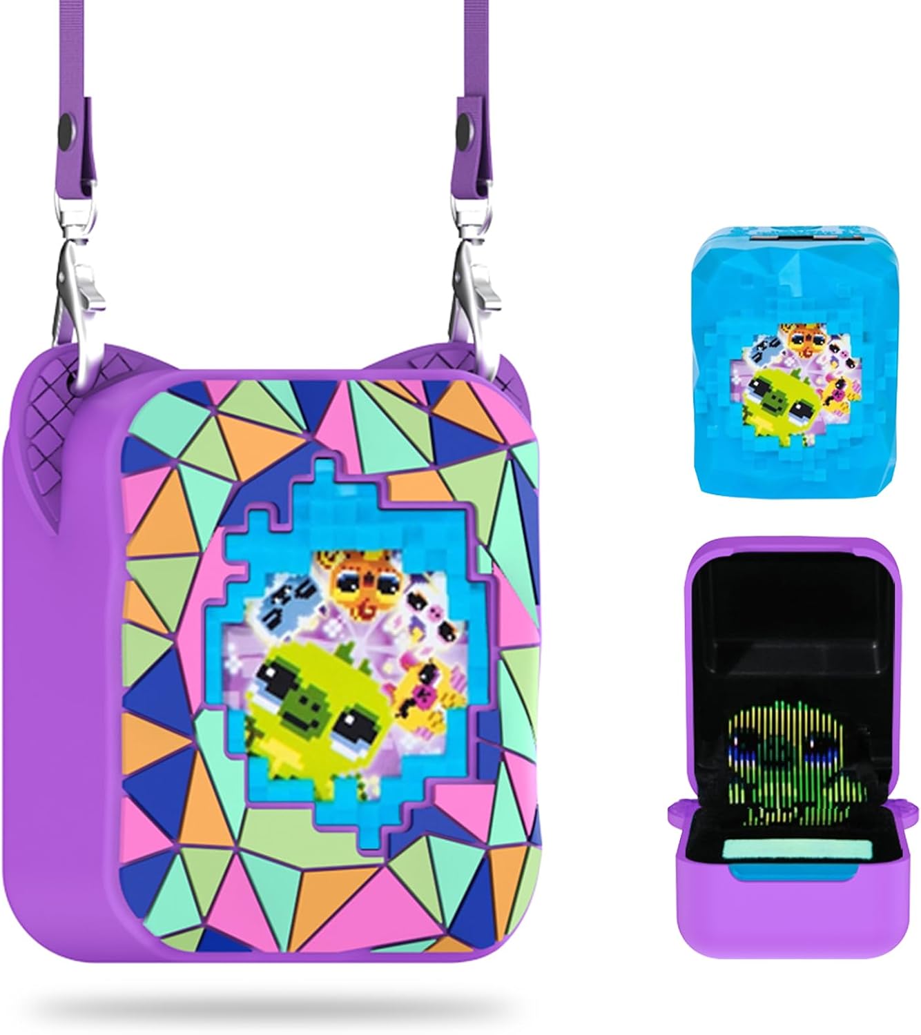 Silicone Cover Case for Bitzee Magicals Interactive Toy Digital Pet and Case,Case with Lanyard,Protective Case Holder Skin for Bitzee Virtual Electronic Pets for Girls & Boys Purple