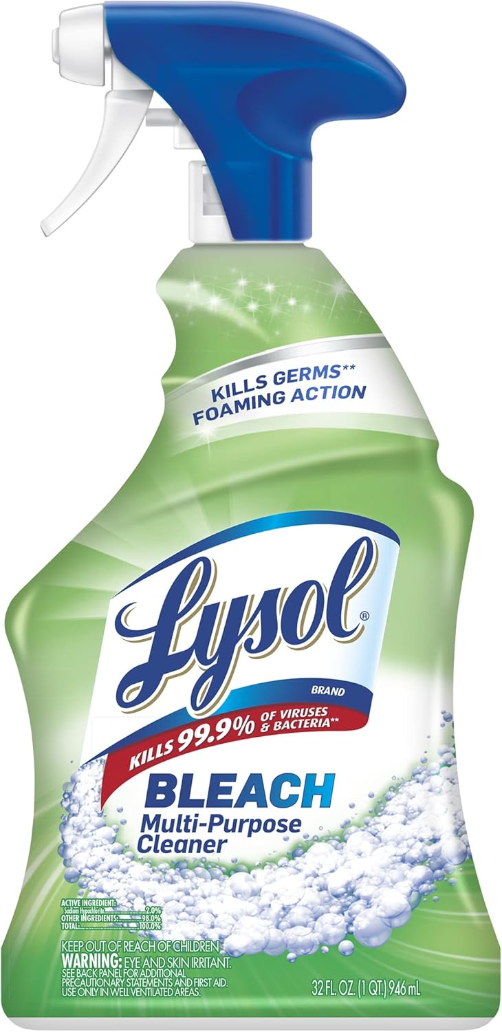 Lysol Multi-Purpose Cleaner Sanitizing and Disinfecting Spray with Bleach, All Purpose Cleaning Spray for Bathrooms and Kitchens, 32oz