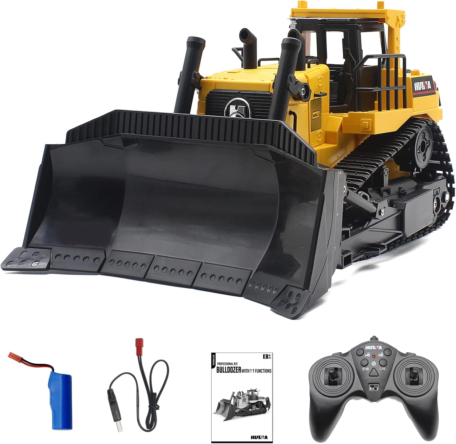 Mostop RC Bulldozer Toy 1/16 Scale 9 Channel RC Front Loader Tractor Fully Functional 2.4Ghz Remote Control Bulldozer RC Construction Vehicles Truck Toy Gift with Light and Sound for Kids 8+