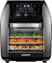 CHEFMAN Multifunctional Digital Air Fryer+ Rotisserie, Dehydrator, Convection Oven, 17 Touch Screen Presets Fry, Roast, Dehydrate, Bake, XL 10L Family Size, Auto Shutoff, Large Easy-View Window, Black