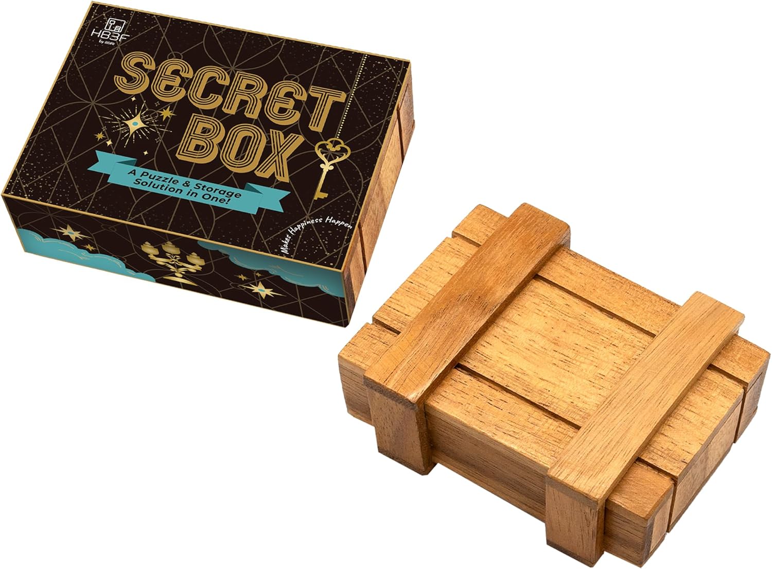 BSIRI Magic Box Secret Brain Teaser Wooden Puzzle Boxes with Hidden Compartments Ideal Mystery Money Jewelry 3D Puzzle Lock Box, Gift Card (Credit Card Size)