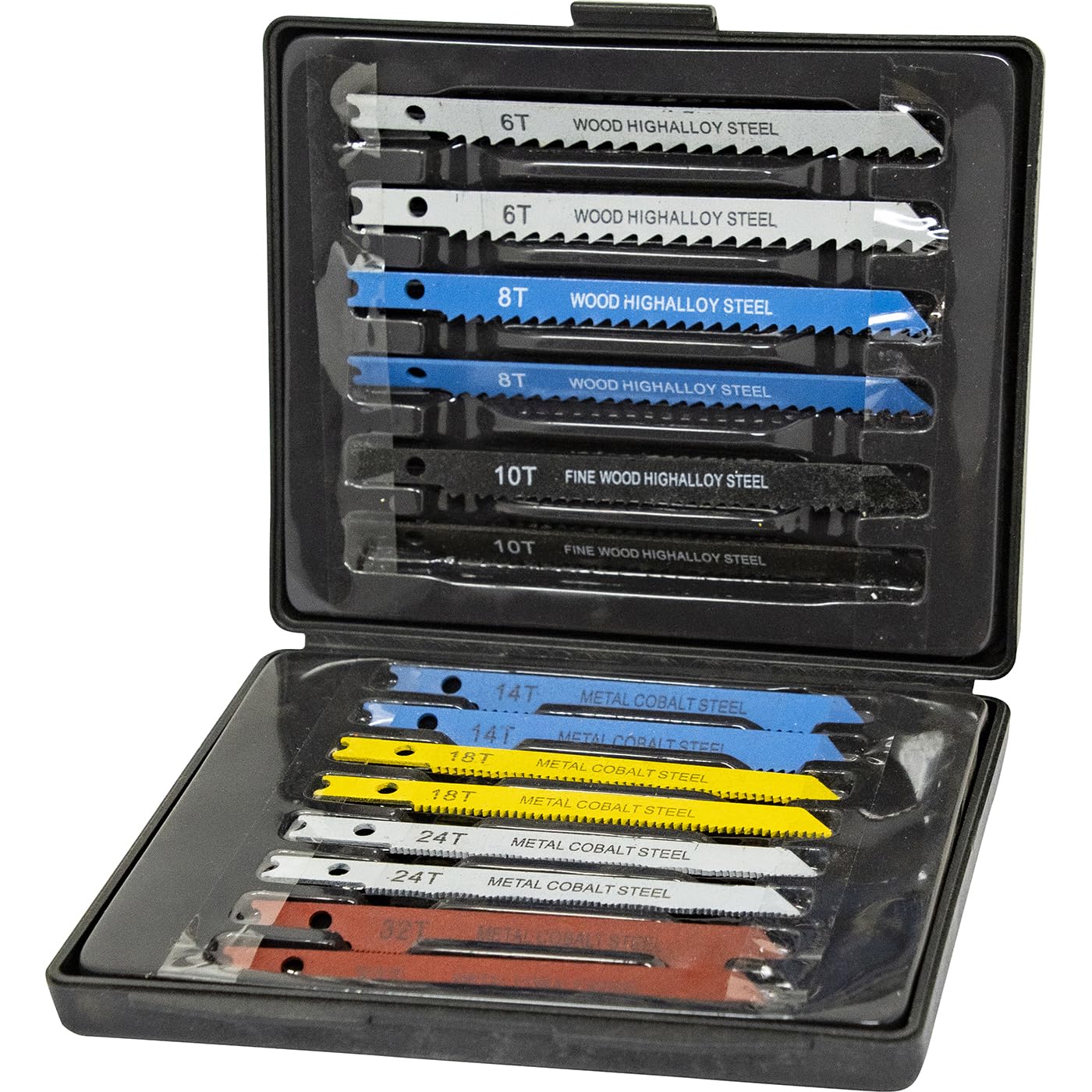 Set Of 14 Jigsaw Blades Set - Comes In A Case For Easy Storage | Contains Both Metal cutting & Wood/Plastic Cutting Blades | Assorted - Heavy Duty