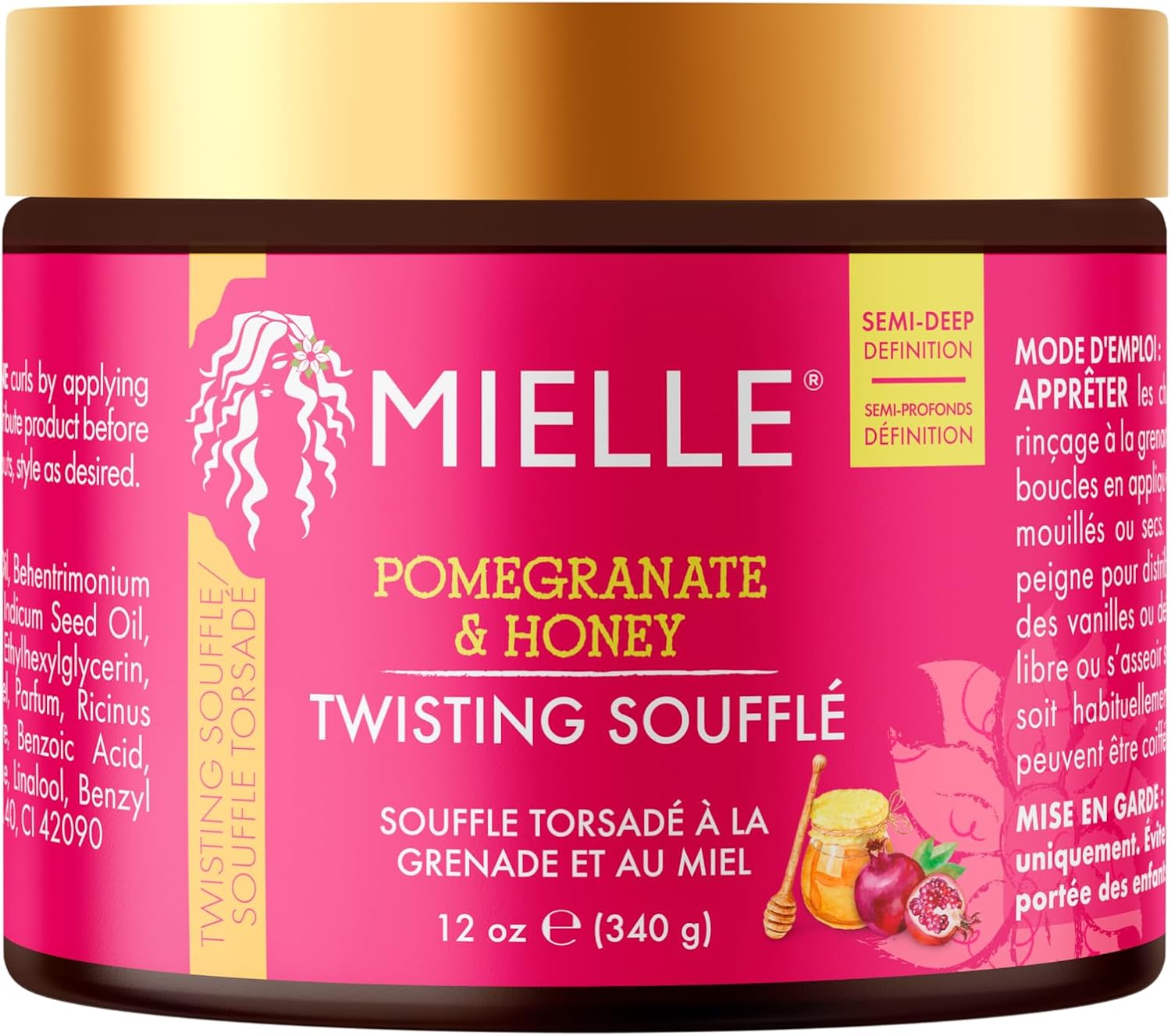 Mielle Pomegranate & Honey Twisting Hair Styling Souffle, Suitable for Thick, Curly, Type 4 Hair, 340 g (Pack of 1)