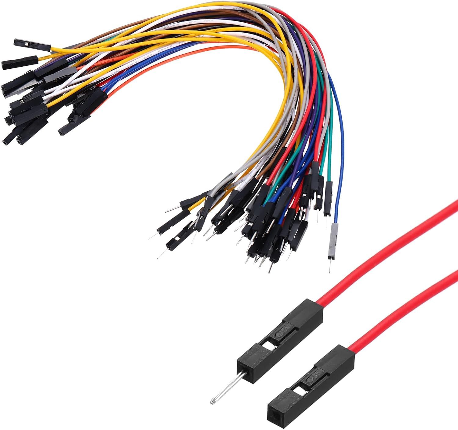 sourcing map Male to Female 1Pin Breadboard Jumper Wire 2.54mm Pitch Ribbon Cable 20cm Long Electronics Breadboard Ribbon Cables for Breadboard Electronic Projects Pack of 40