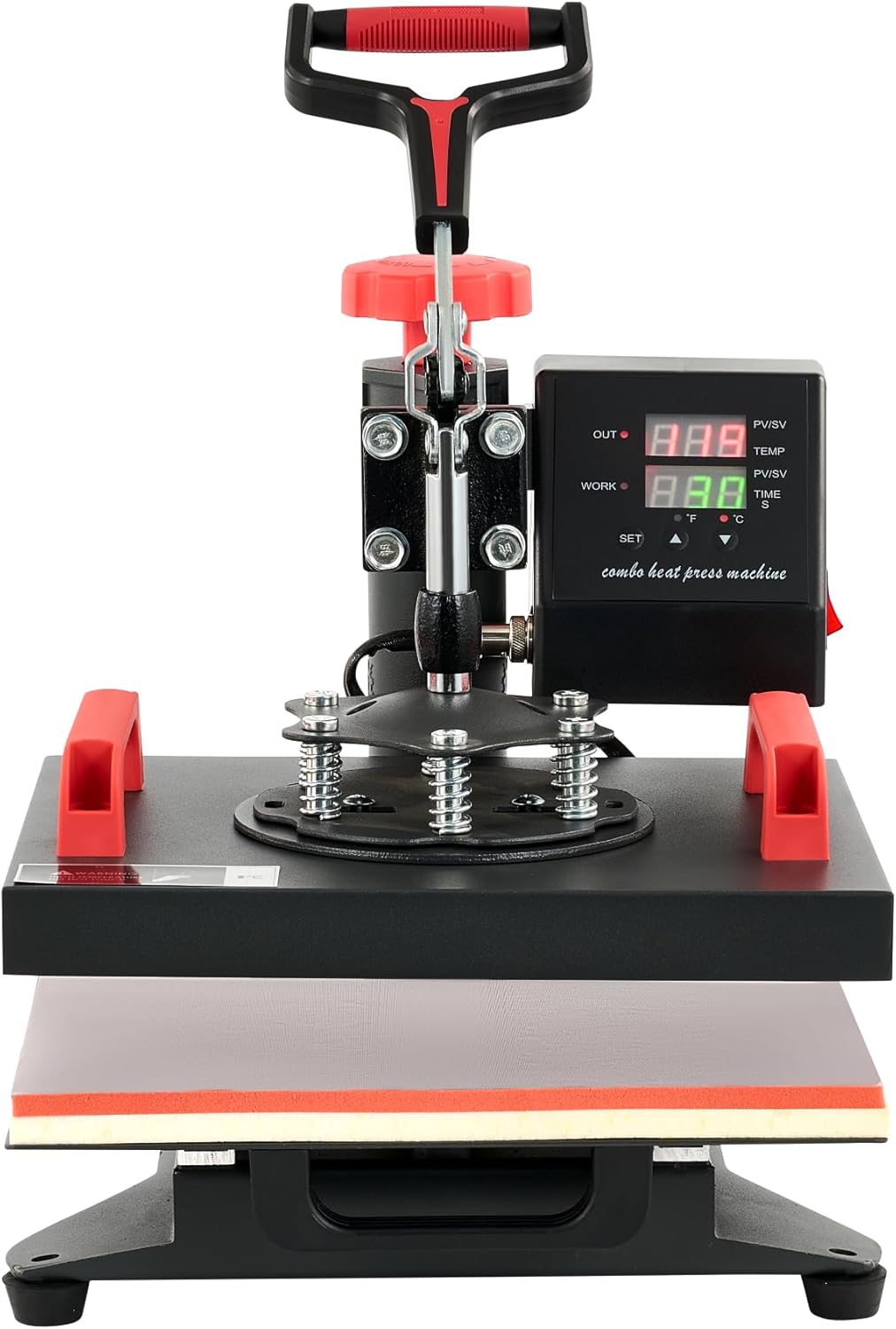 CREWORKS 12"x9" Heat Press Machine, 360 Degree Swing Away Shirt Printing Machine with Digital Control, 30x23cm Multipurpose Shirt Press Machine with Dual Heating Tubes for Pillow Case Mouse Pad Bag