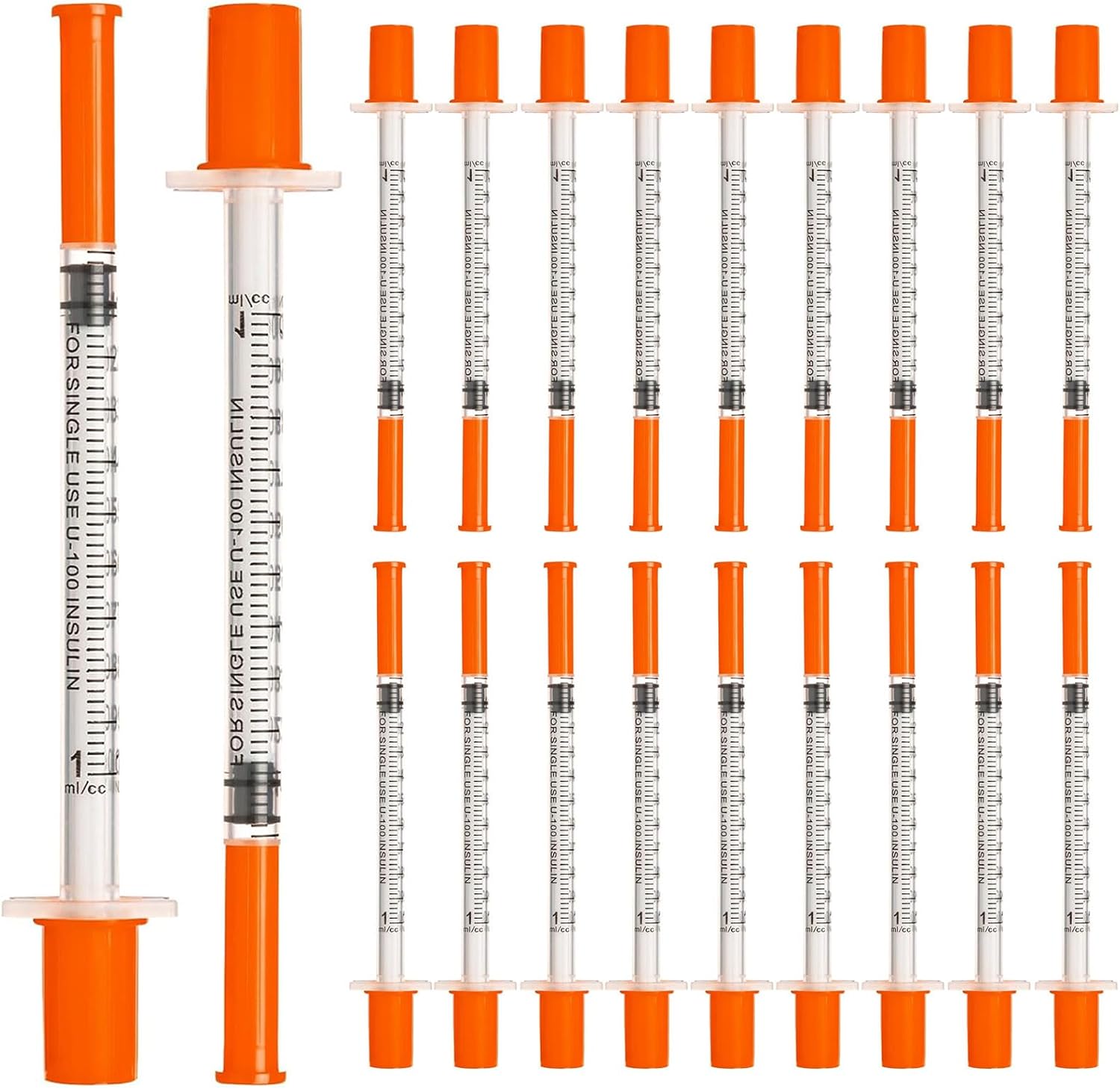 GIONAR 20 Pack 1ml Syringes With Cap, 30gx13mm Needles for Injections, Plastic Measuring Sterile Disposable Thin Injection Needles for Lab, Pet, Glue Dispensing