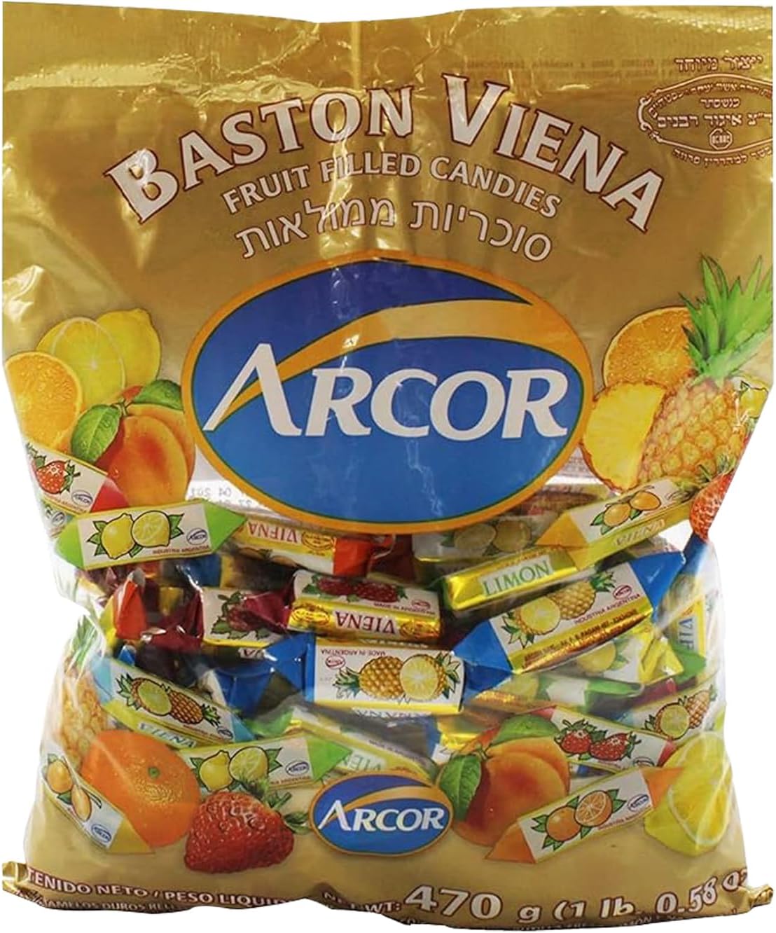 Arcor Fruit Filled Candy 470g, Chewy Sweets With a Fruity Centre. Assorted Flavours (470gm)